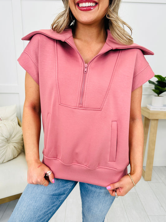 Super Scuba Short Sleeve Pullover in Rose