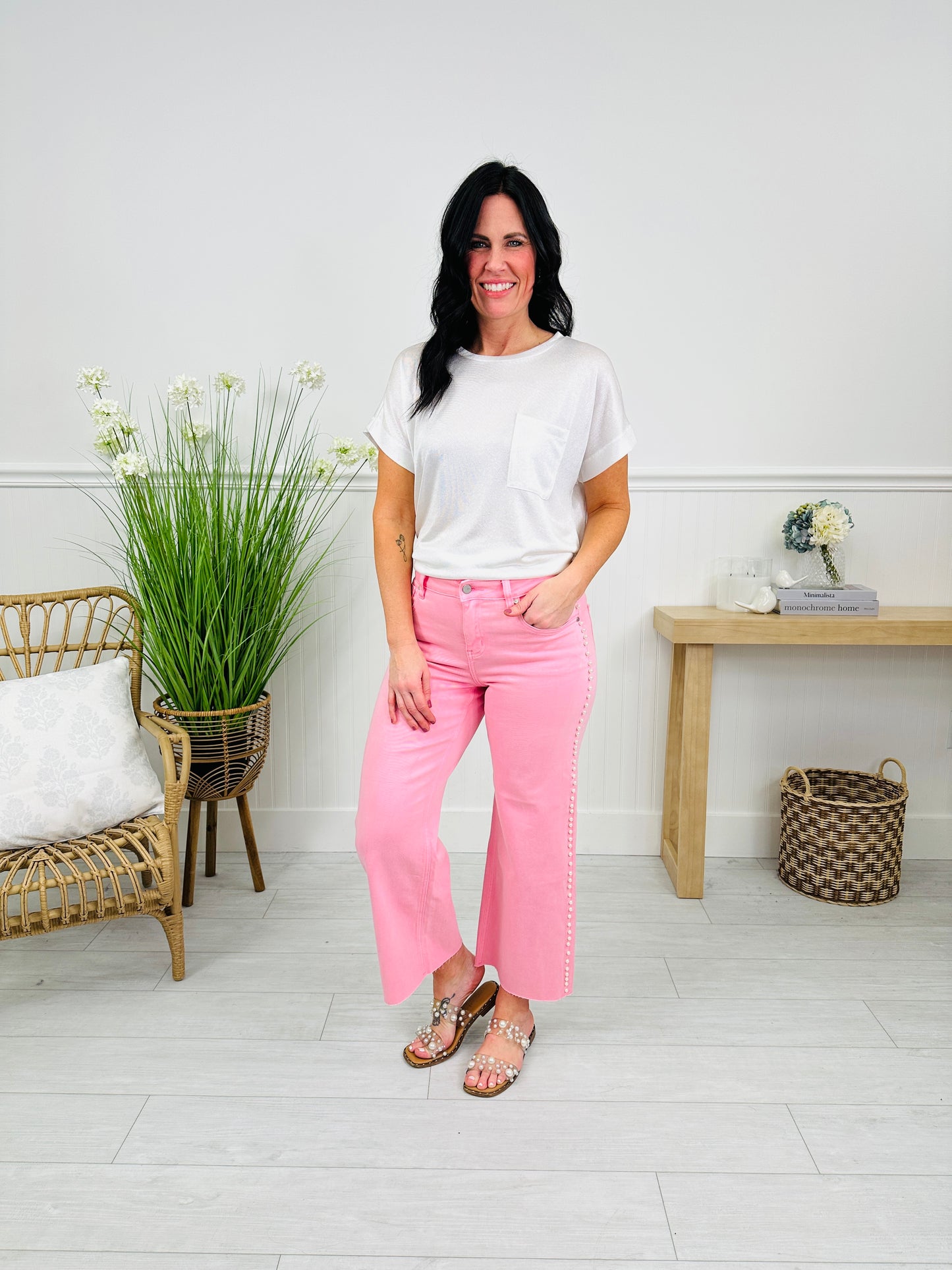 Make Me Blush Wide Leg Cropped Jeans