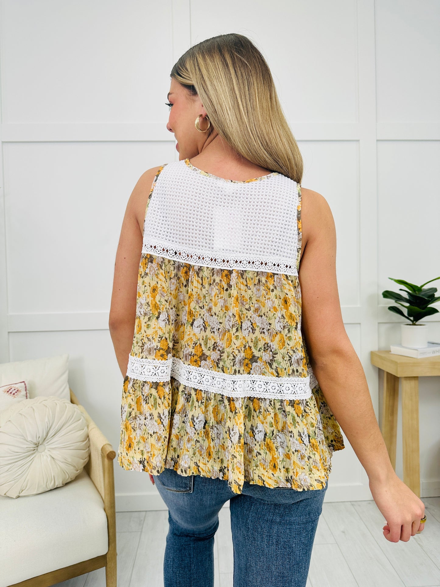 Golden Meadow Tank Top In Custard