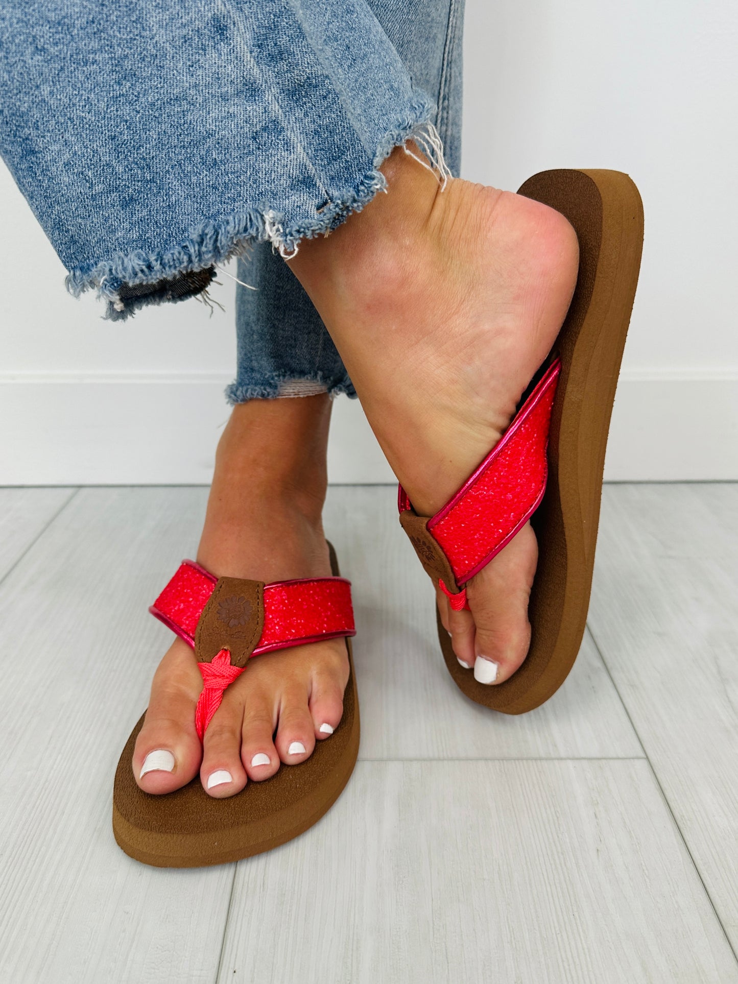 Flirt in the Firelight Flip Flops In Red