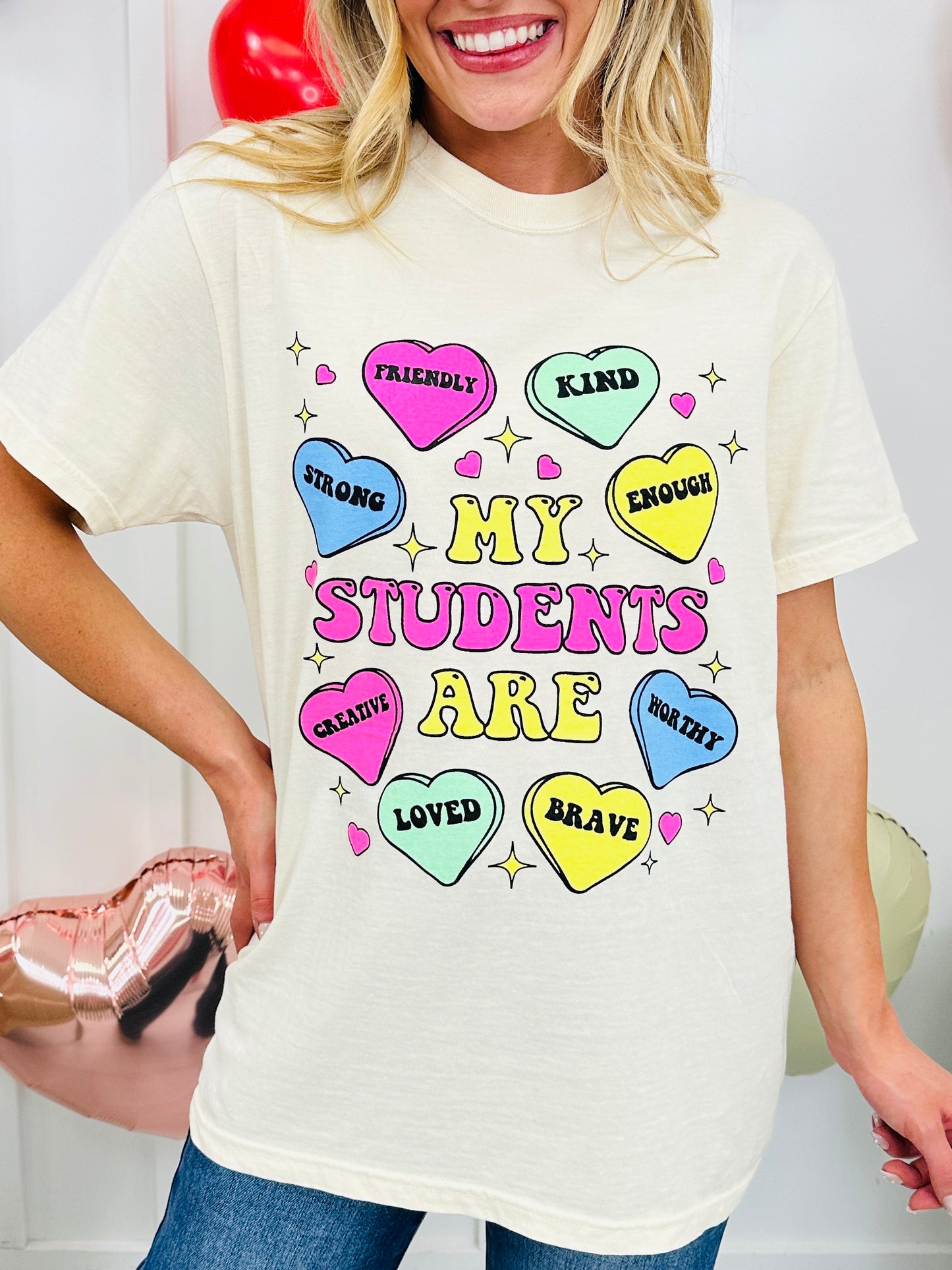 My Students Affirmation Hearts Graphic Tee