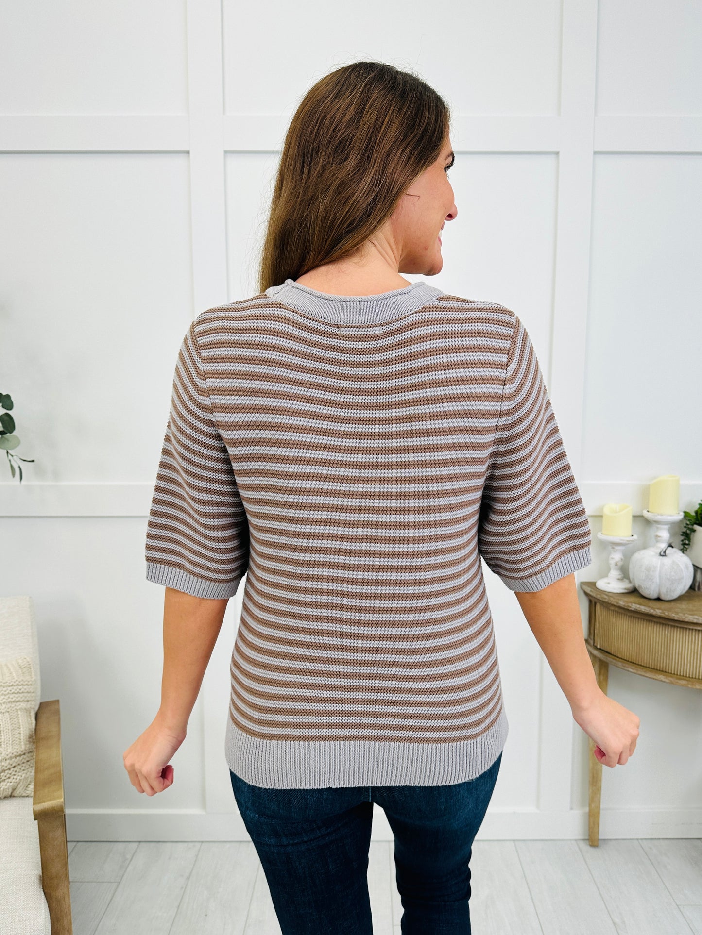 Falling Into Fall Top In Light Grey