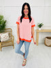 Morning Streaks Top in Off White/Coral