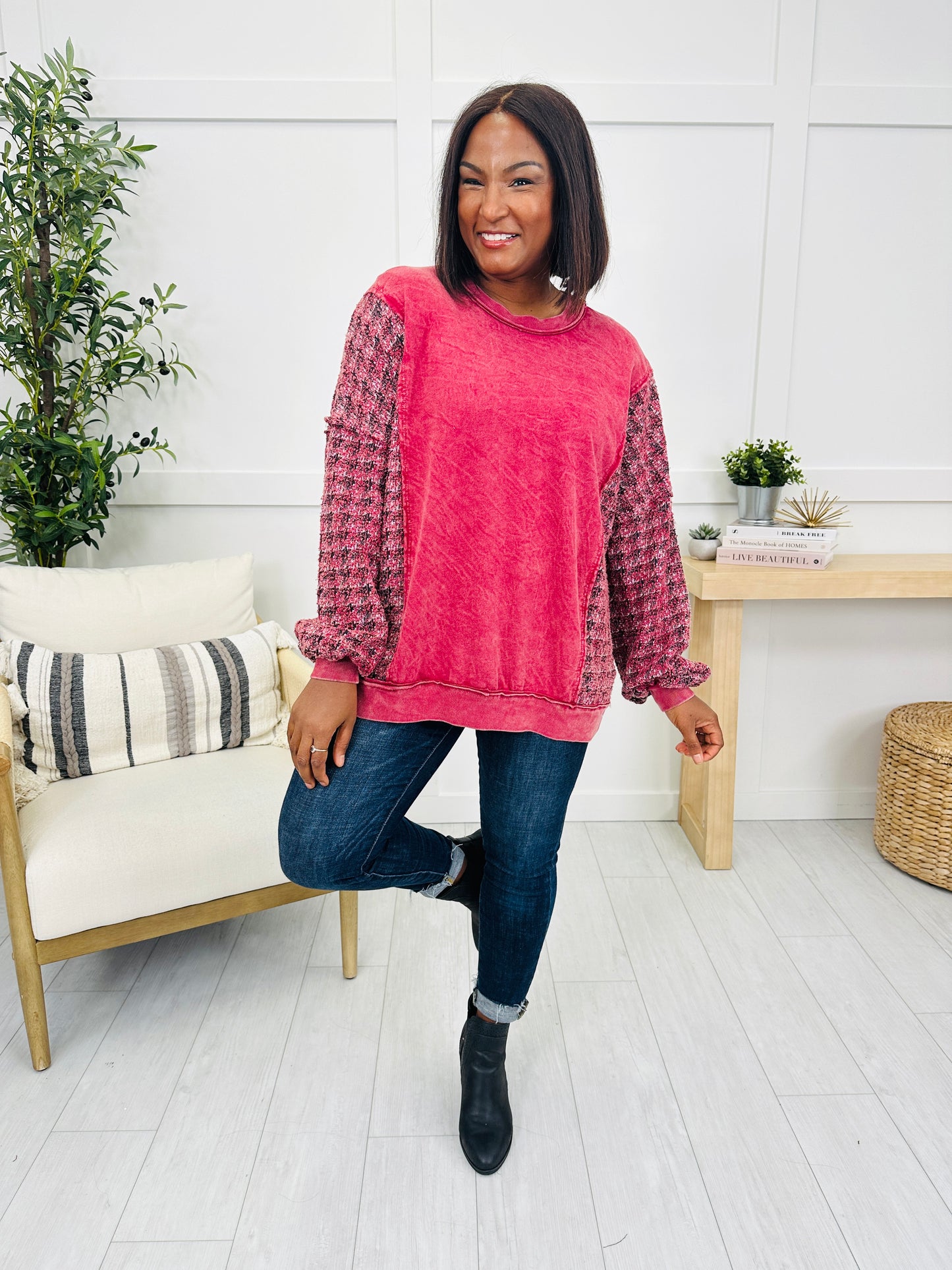 Feels Like Home Top in Burgundy