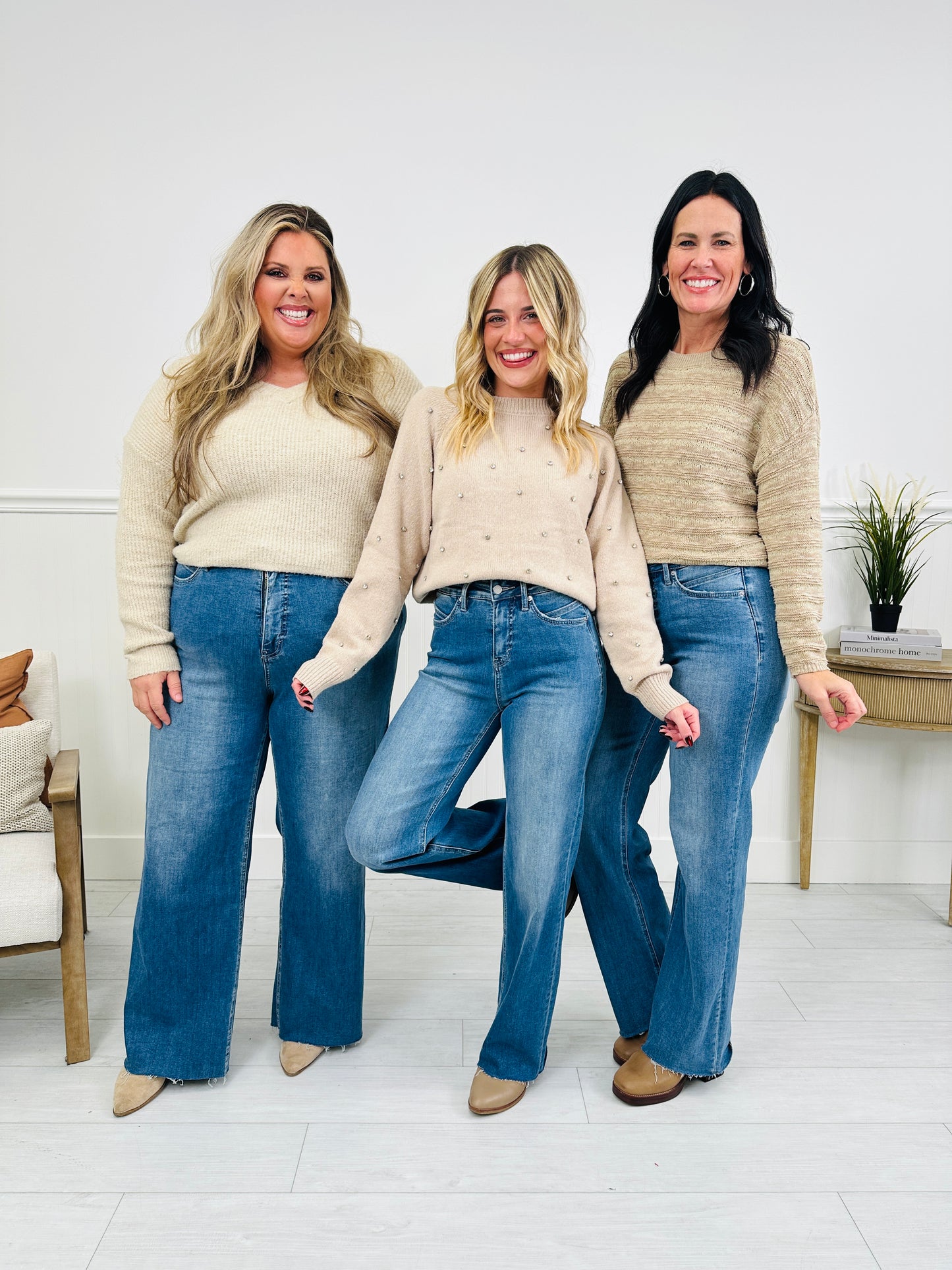 Go Into Detail Tummy Control Wide Leg Jeans