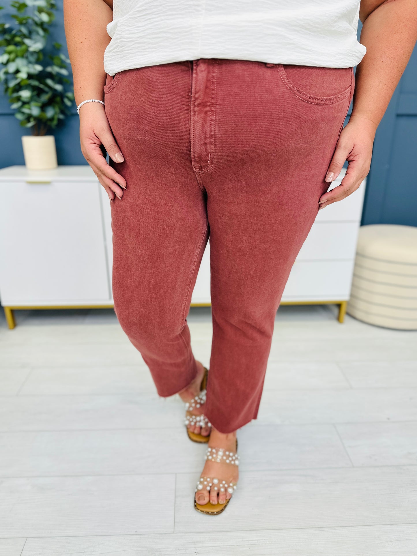 Lovervet Cropped in Color Tummy Control Cropped Straight Leg Jeans-Multiple Colors in Reg/Curvy