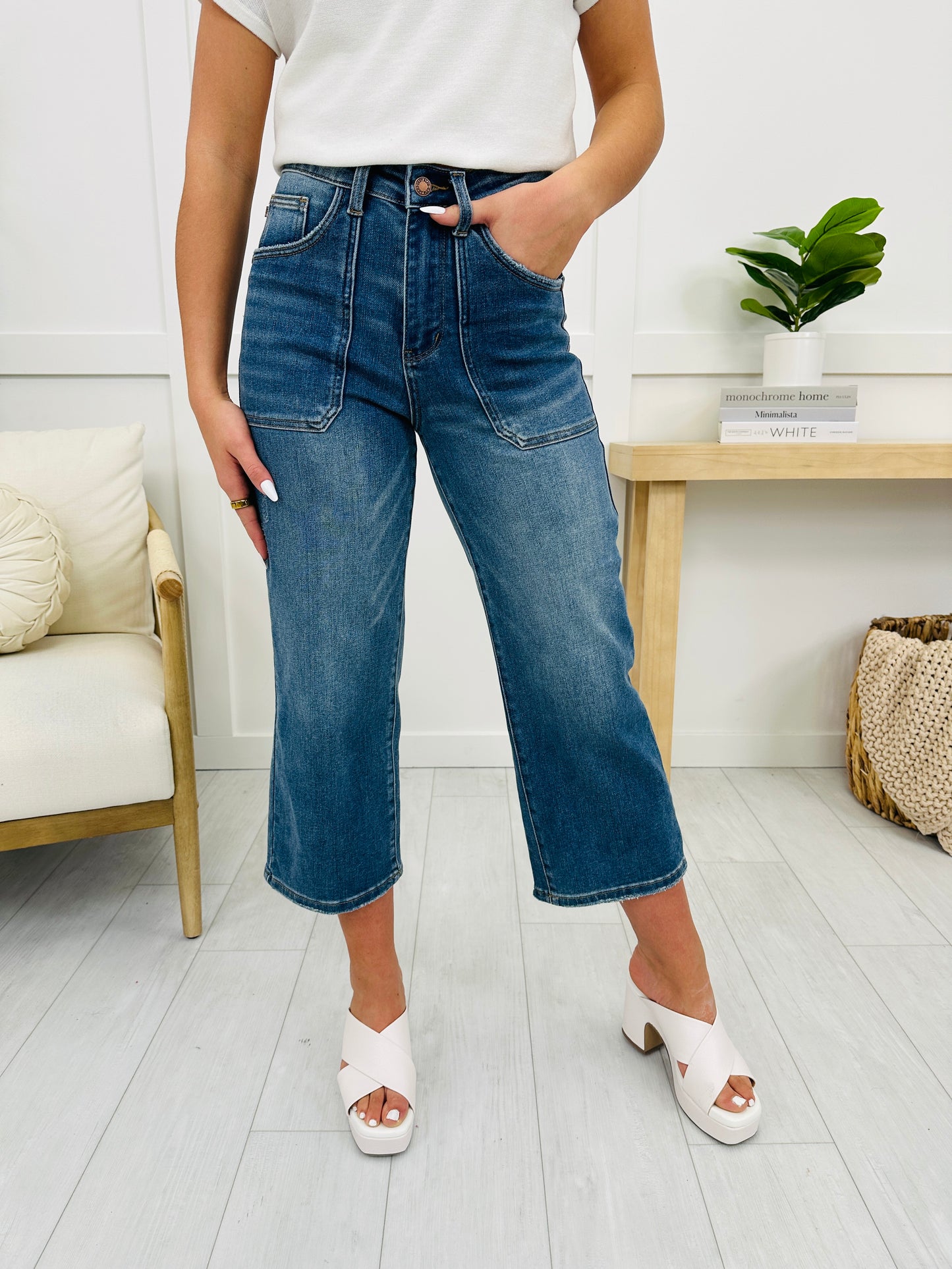 Judy Blue Spring In Mind Cropped Wide Leg Jeans