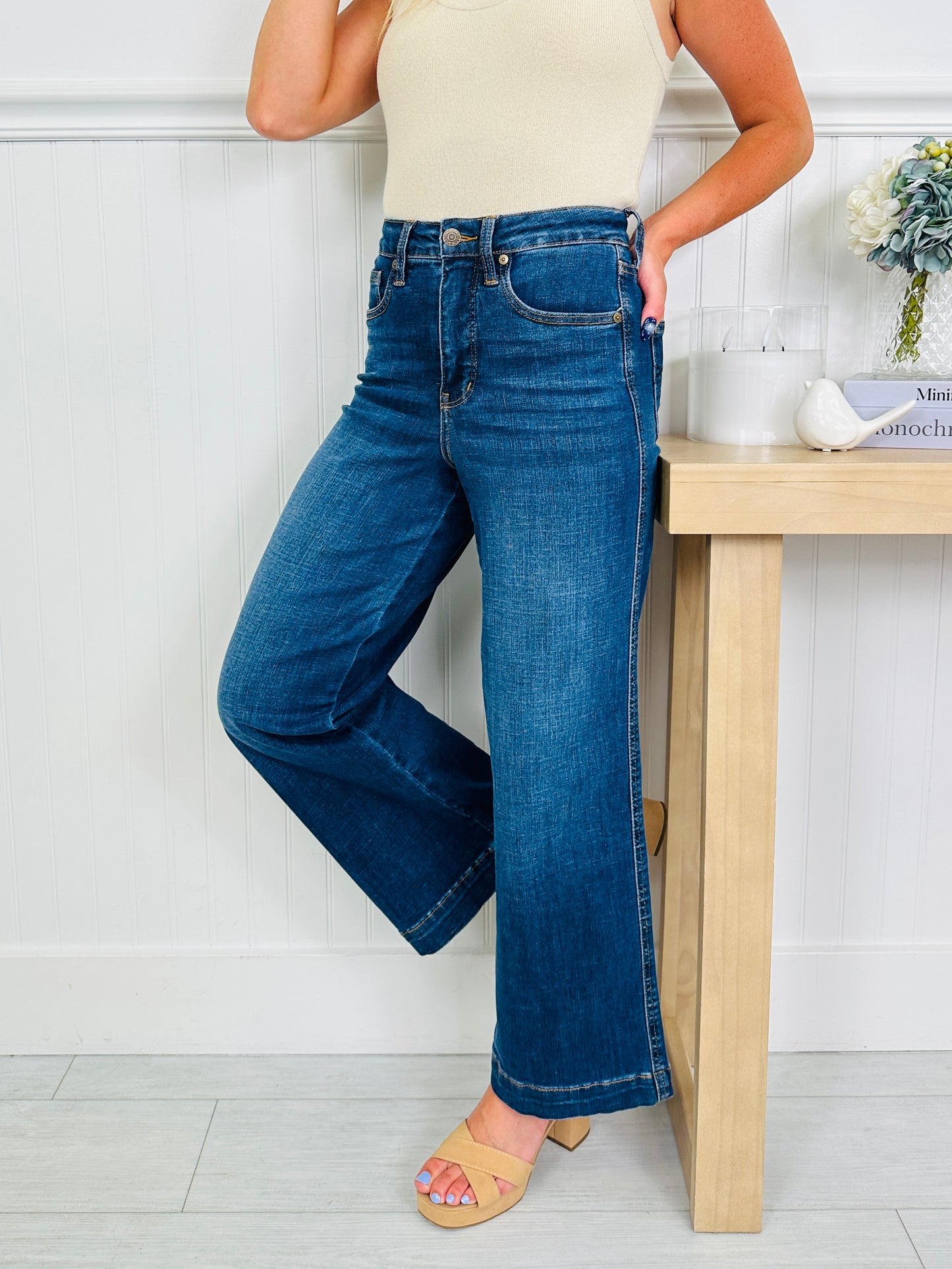 Judy Blue Set The Standard Tummy Control Ankle Wide Jeans
