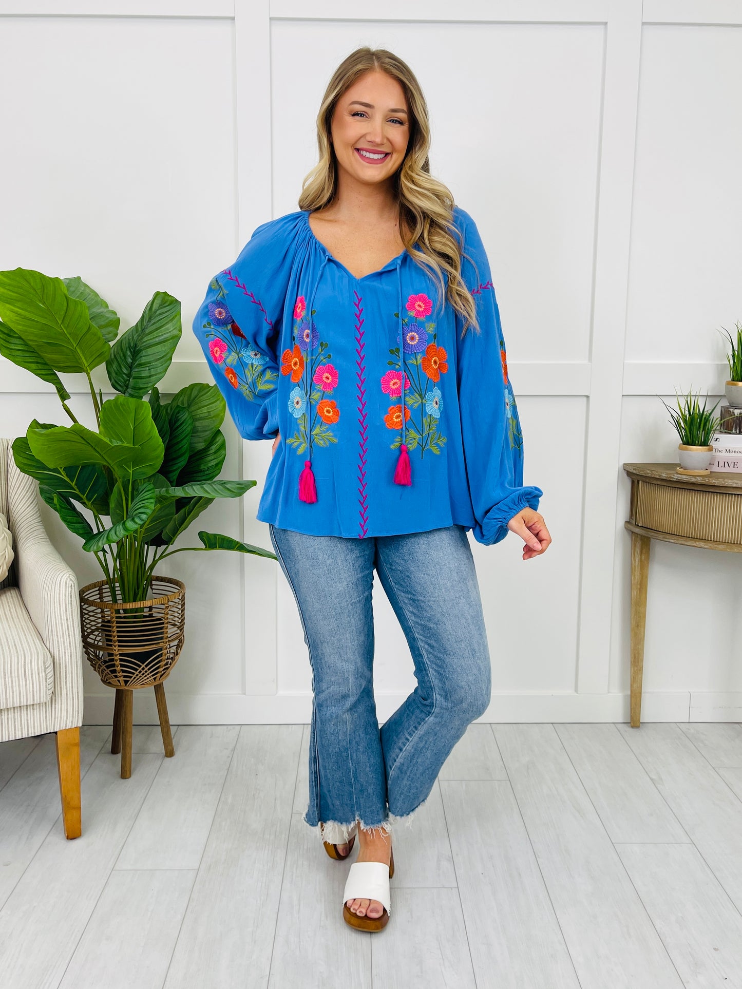 Garden Symphony Top In Cadet Blue