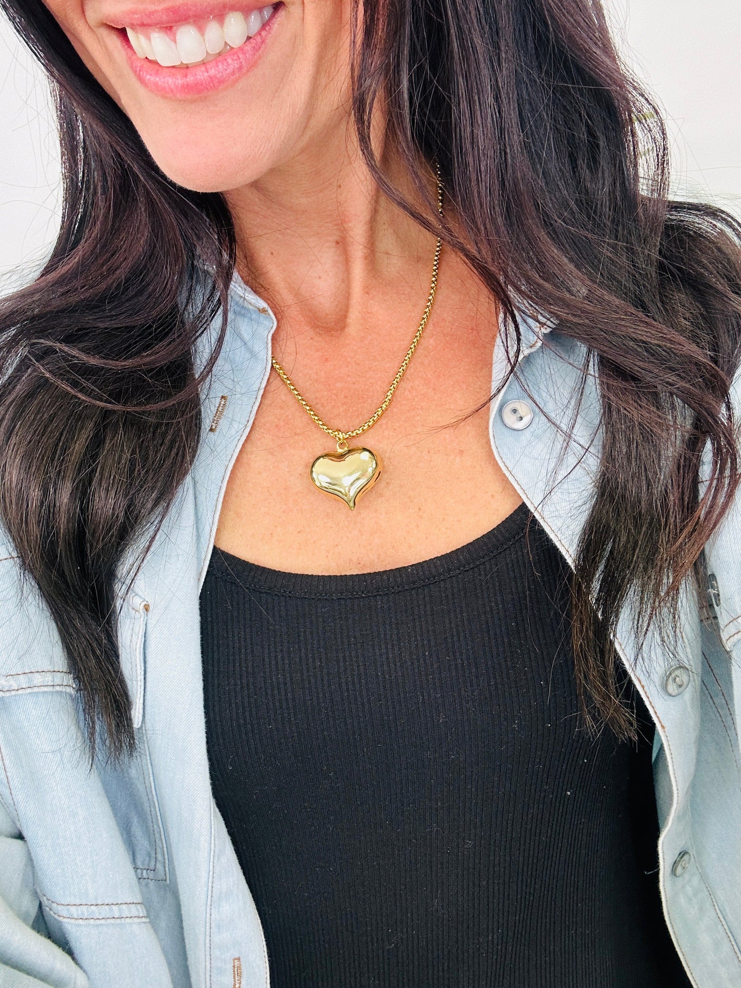 Love To Love You Large Gold Chunky Heart Necklace