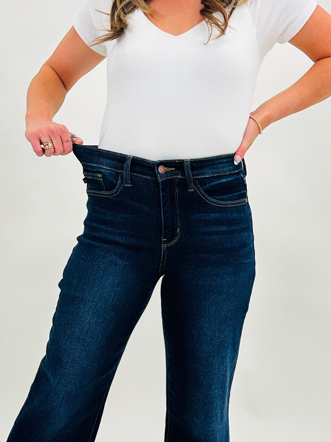 Judy Blue You Better Work It Wide Leg Jeans in Reg/Curvy