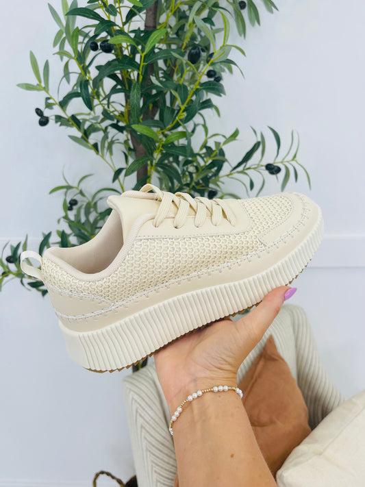 Tread The Line Sneakers in Beige