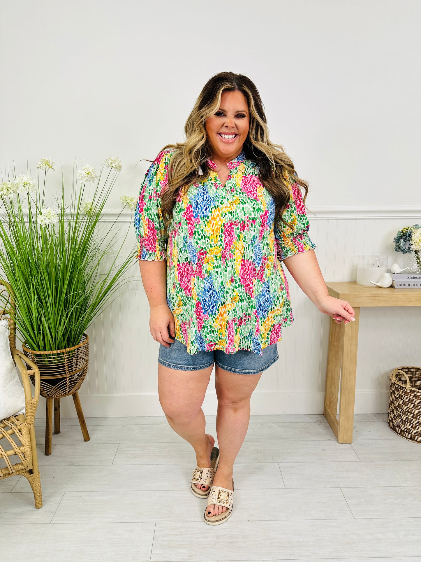 Step Into Spring Top Nantucket Print