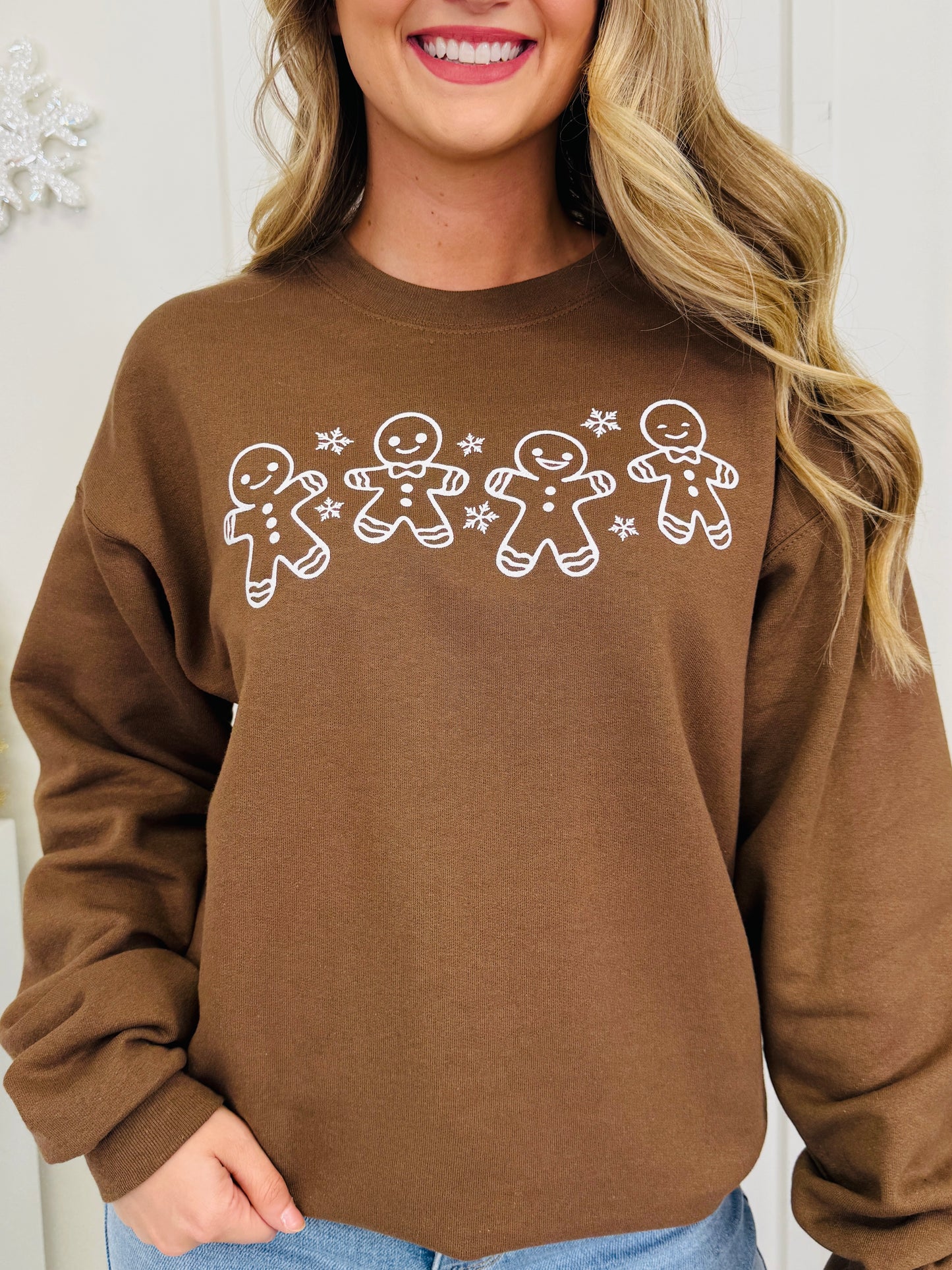 Snowy Gingerbread Graphic Crewneck Sweatshirt