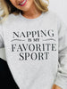 Napping Is My Favorite Sport Graphic Crewneck Sweatshirt
