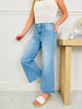 Subtly Studded Tummy Control Wide Leg Cropped Jeans