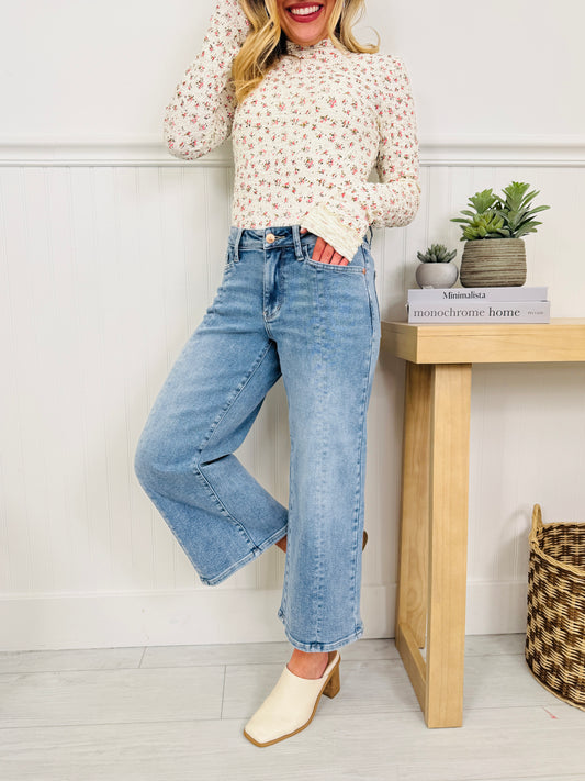Judy Blue Spring Forward Cropped Wide Leg Jeans