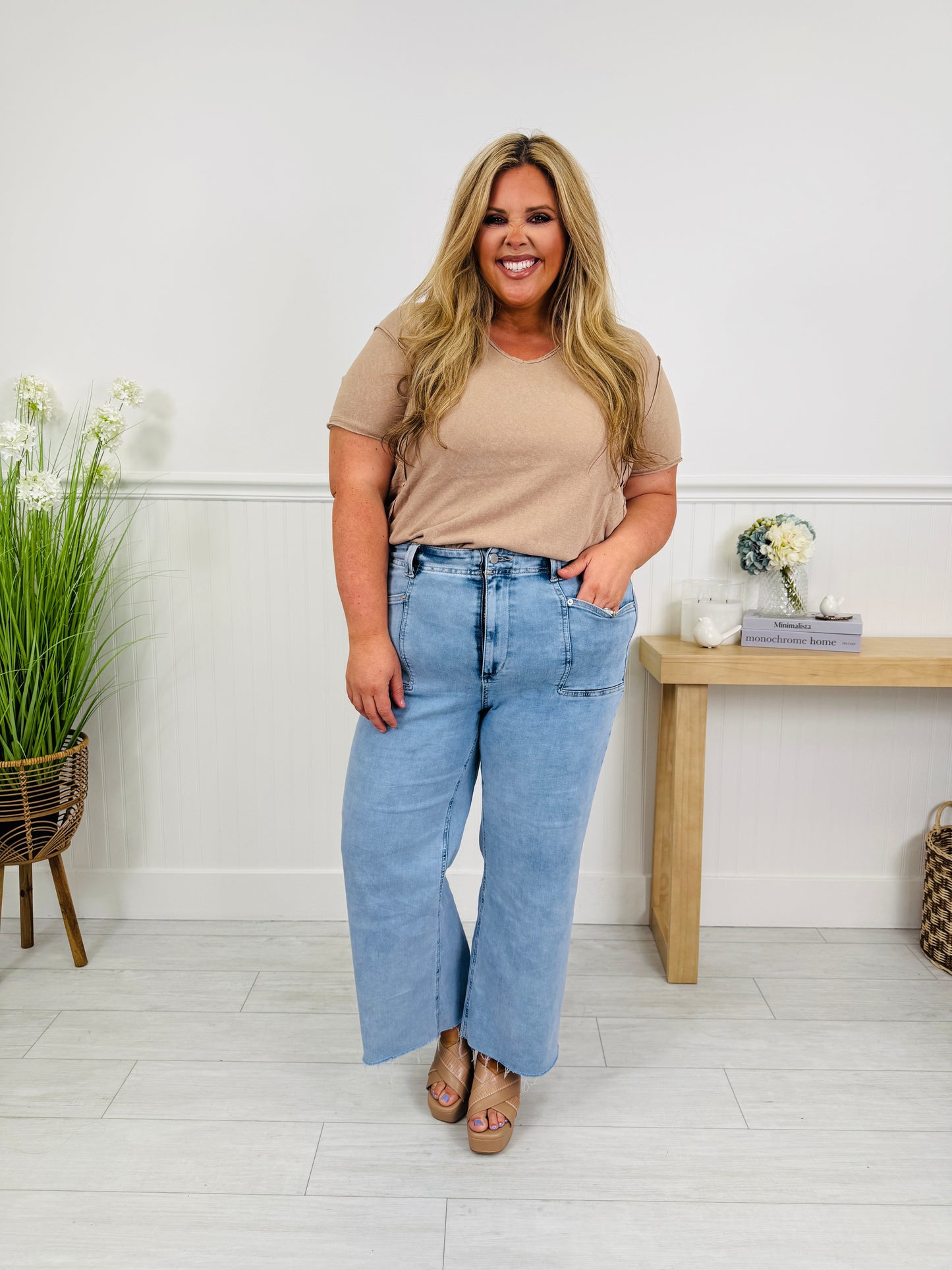 Summer Mood Cropped Wide Leg Jeans