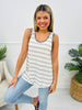 Sunday Stride Tank Top in Off White/Black