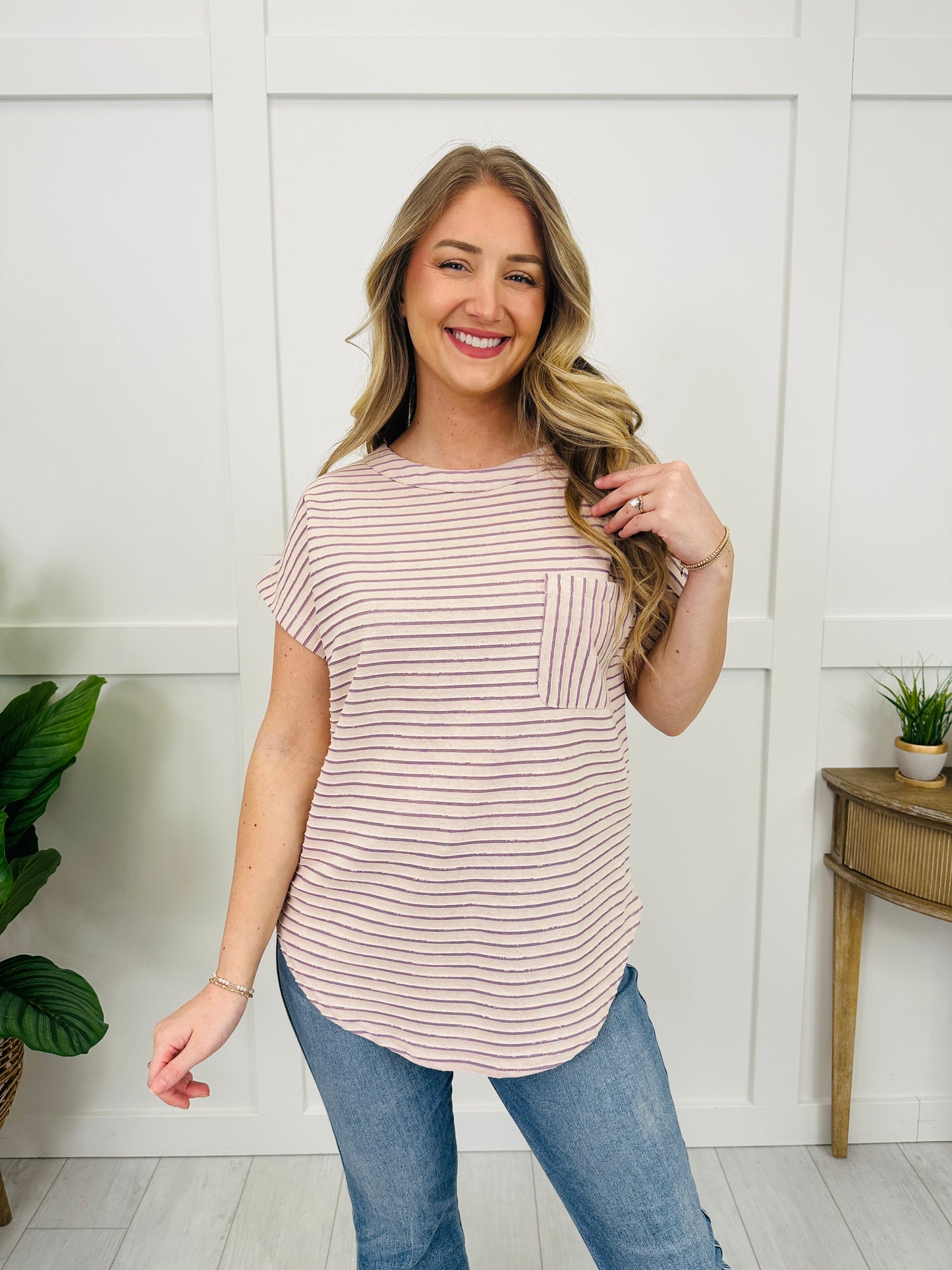 Low Key Stripe Top In Ivory