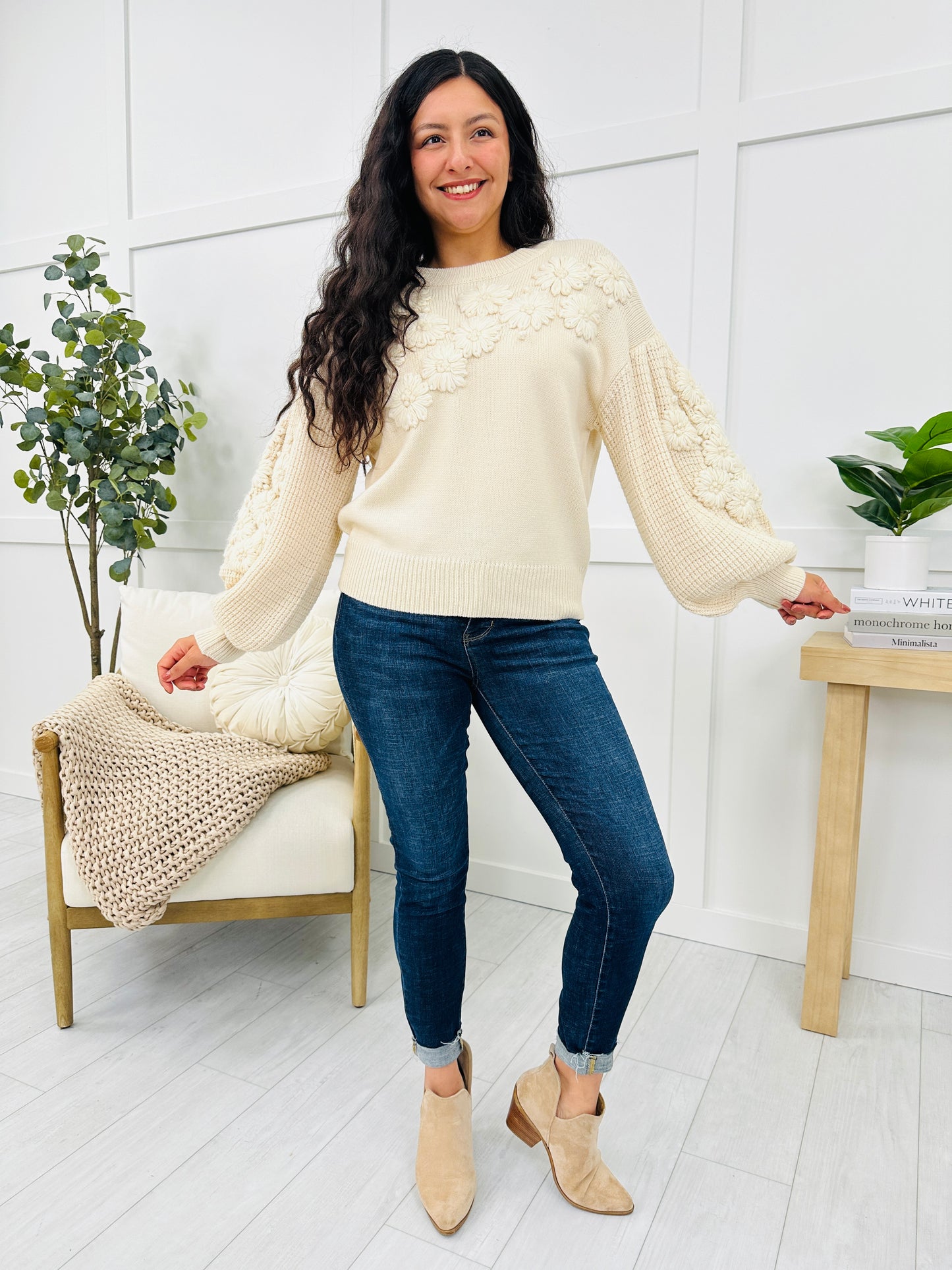 Blossoming Into My Best Self Sweater In Ivory