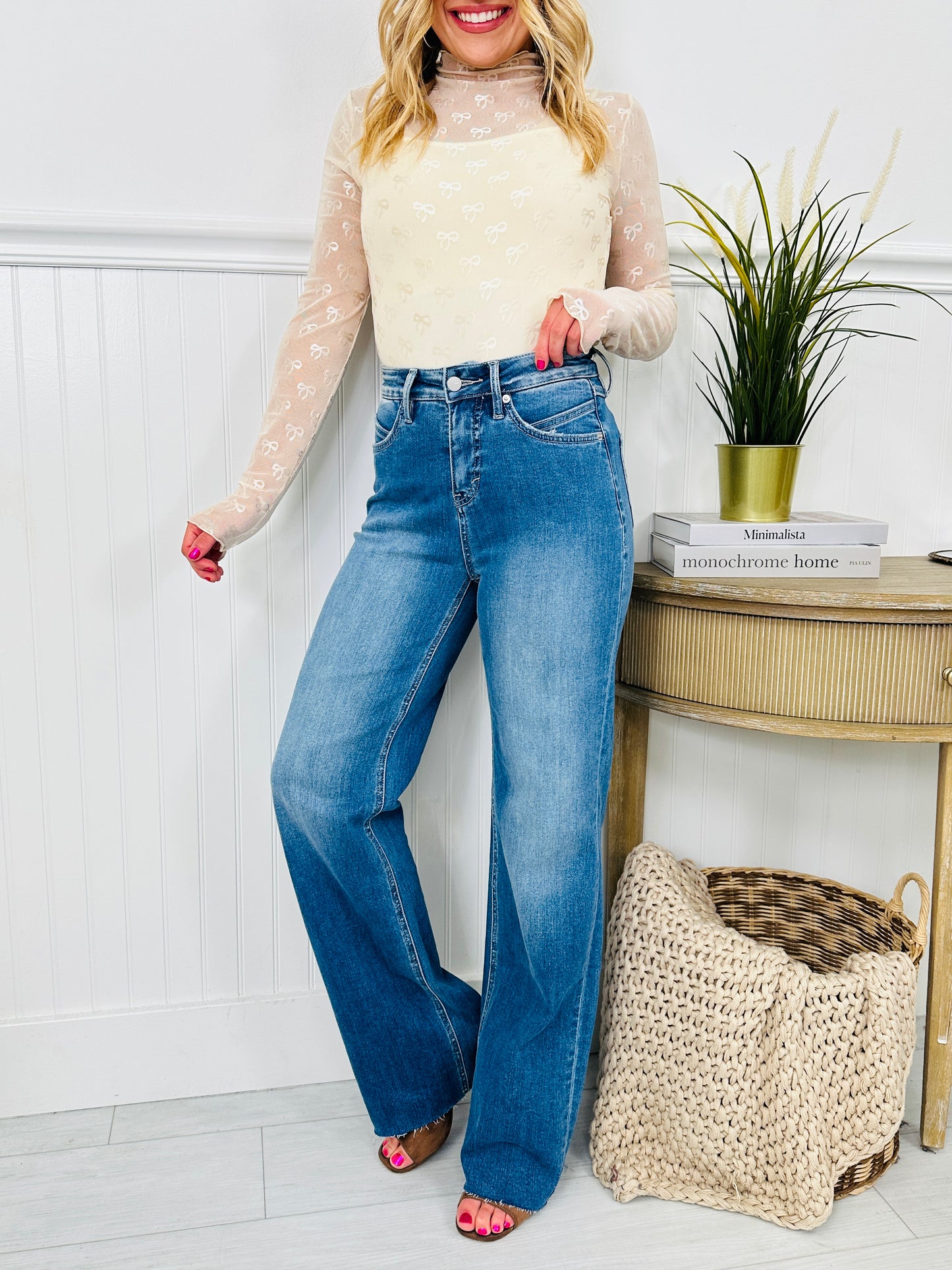 Go Into Detail Tummy Control Wide Leg Jeans