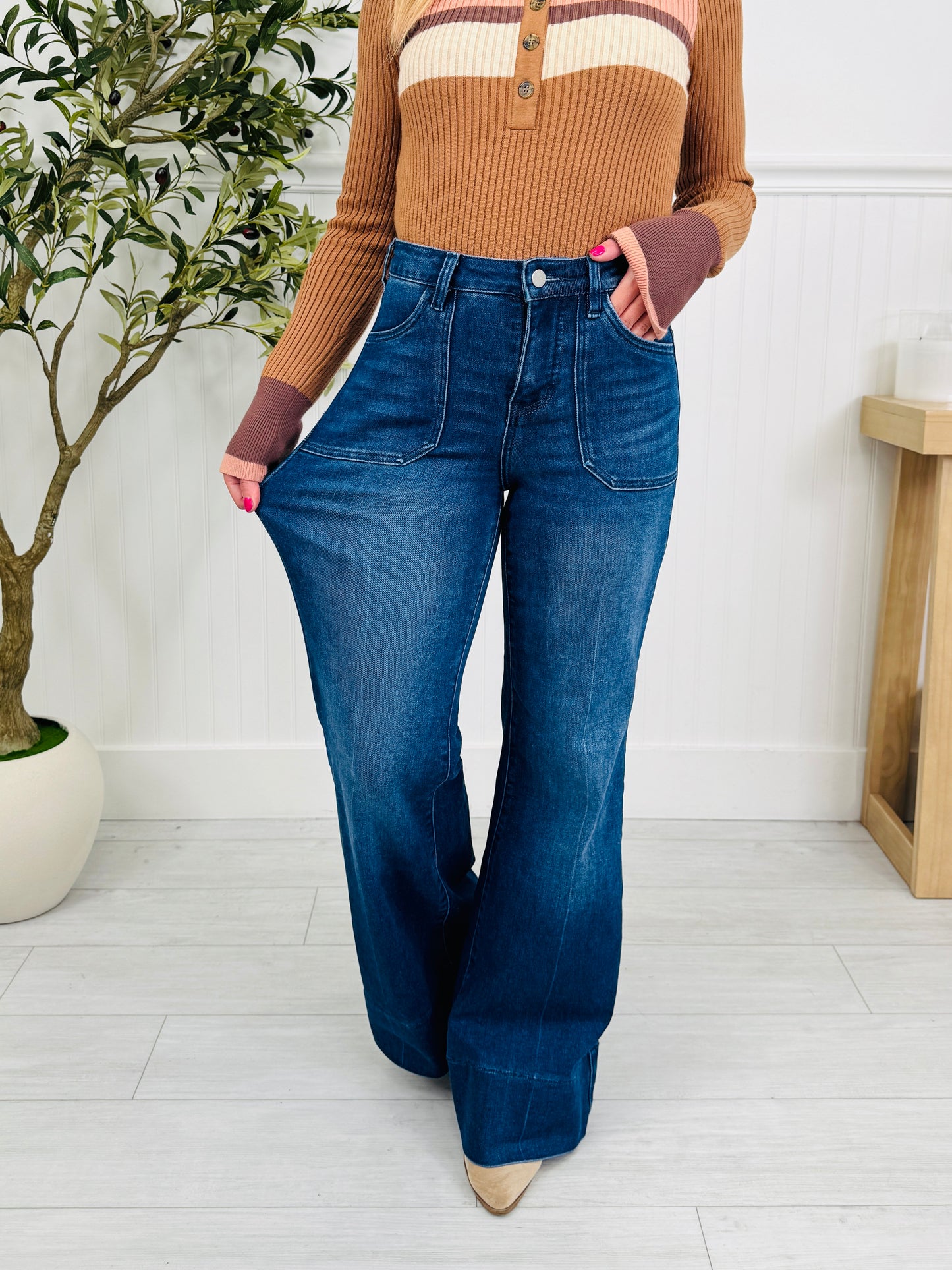 Full Of Style Tummy Control Wide Leg Jeans In Multiple Inseams