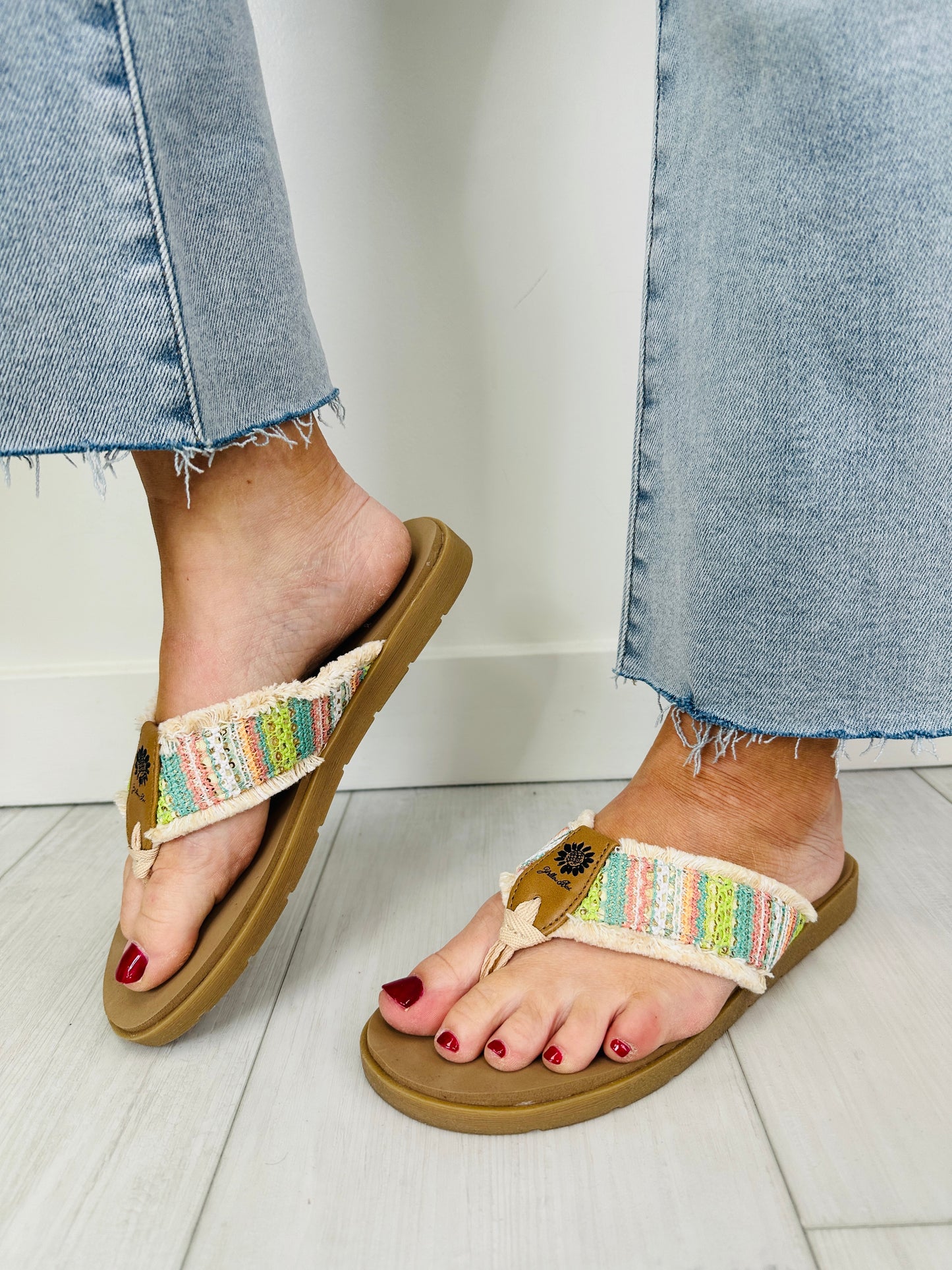 Sunwashed Serenade Flip Flops In Pastel