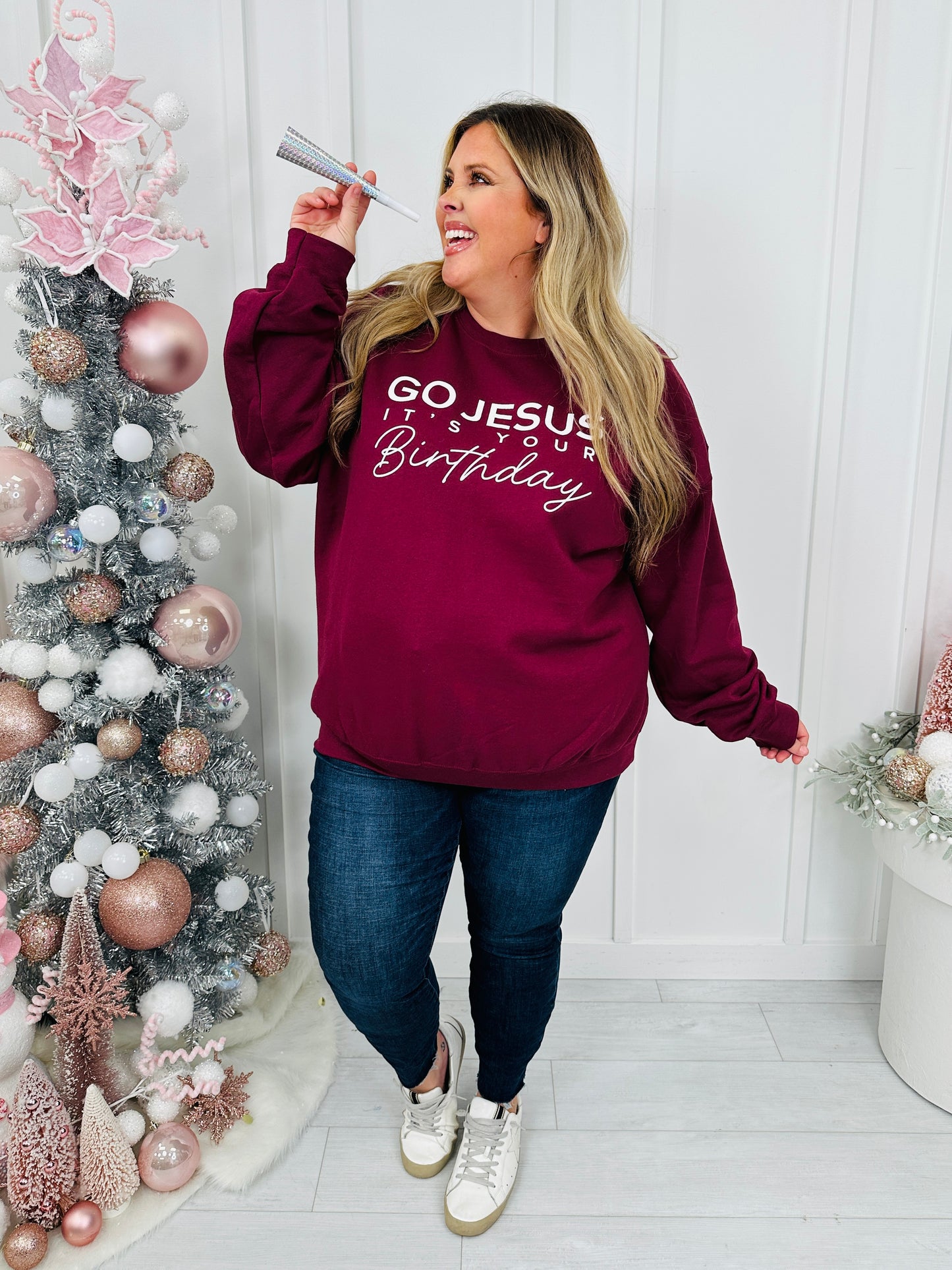 Go Jesus It's Your Birthday Graphic Crewneck Sweatshirt