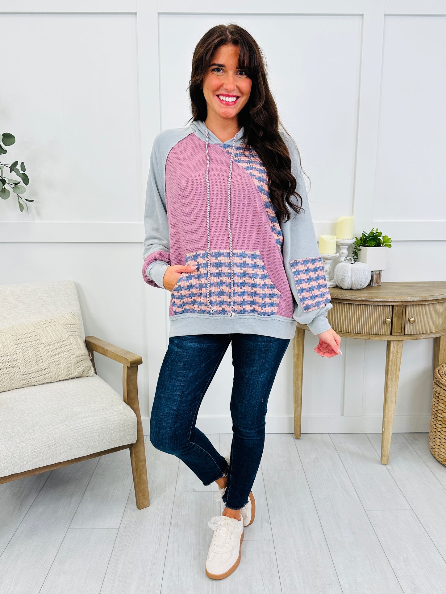 Blush Hour Hoodie In Dusty Blue