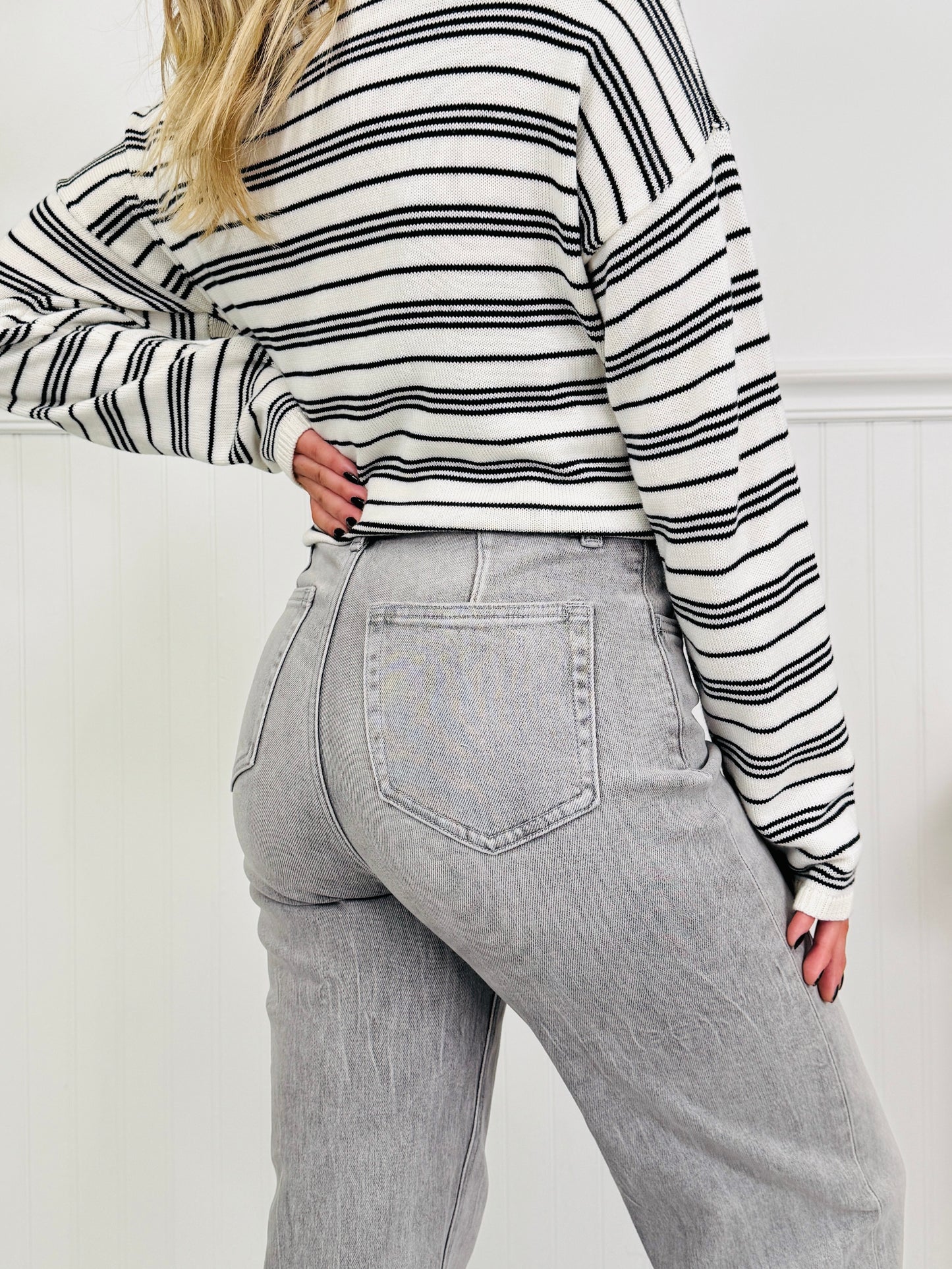 Grey Goals Tummy Control Wide Leg Jeans In Multiple Inseams