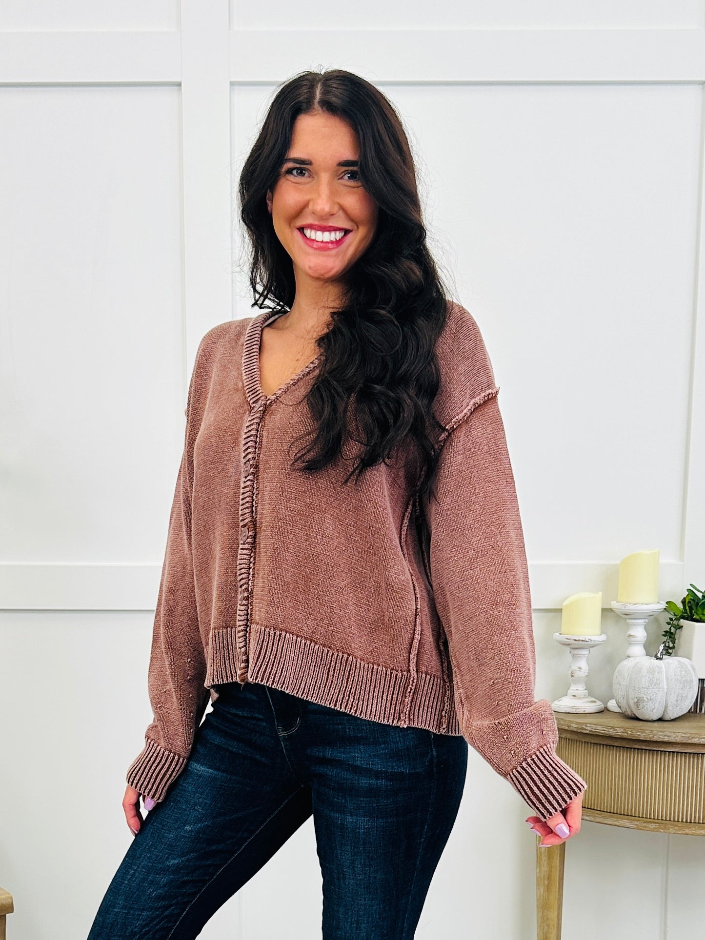 The Fireside Cardigan In Vintage Mocha