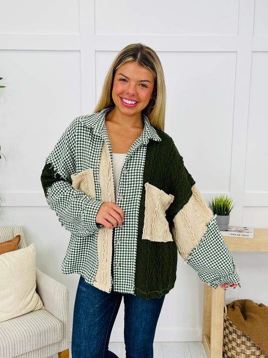 Frosted Pine Shacket In Olive