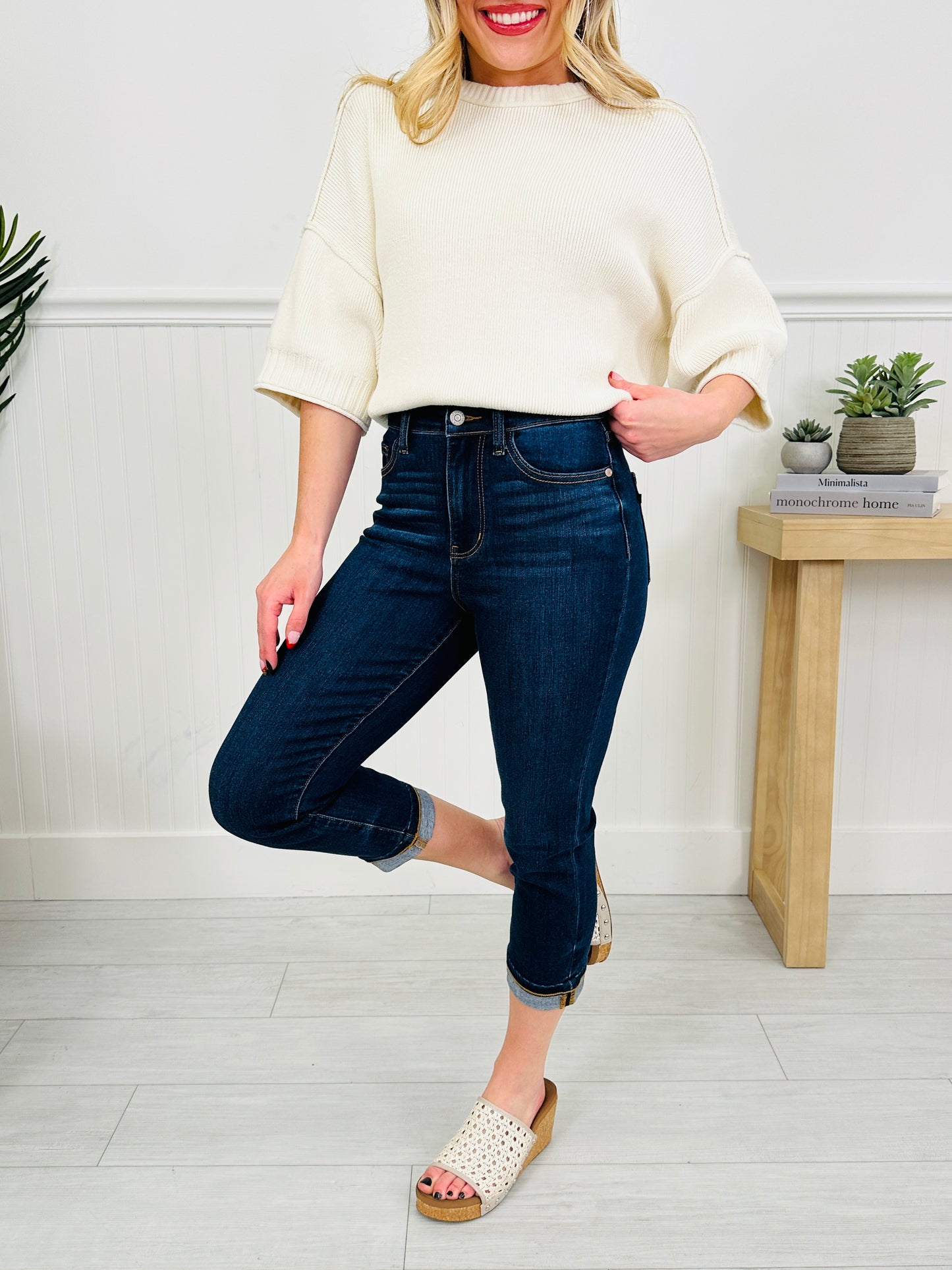 Judy Blue New Beginnings Cuffed Capri Jeans