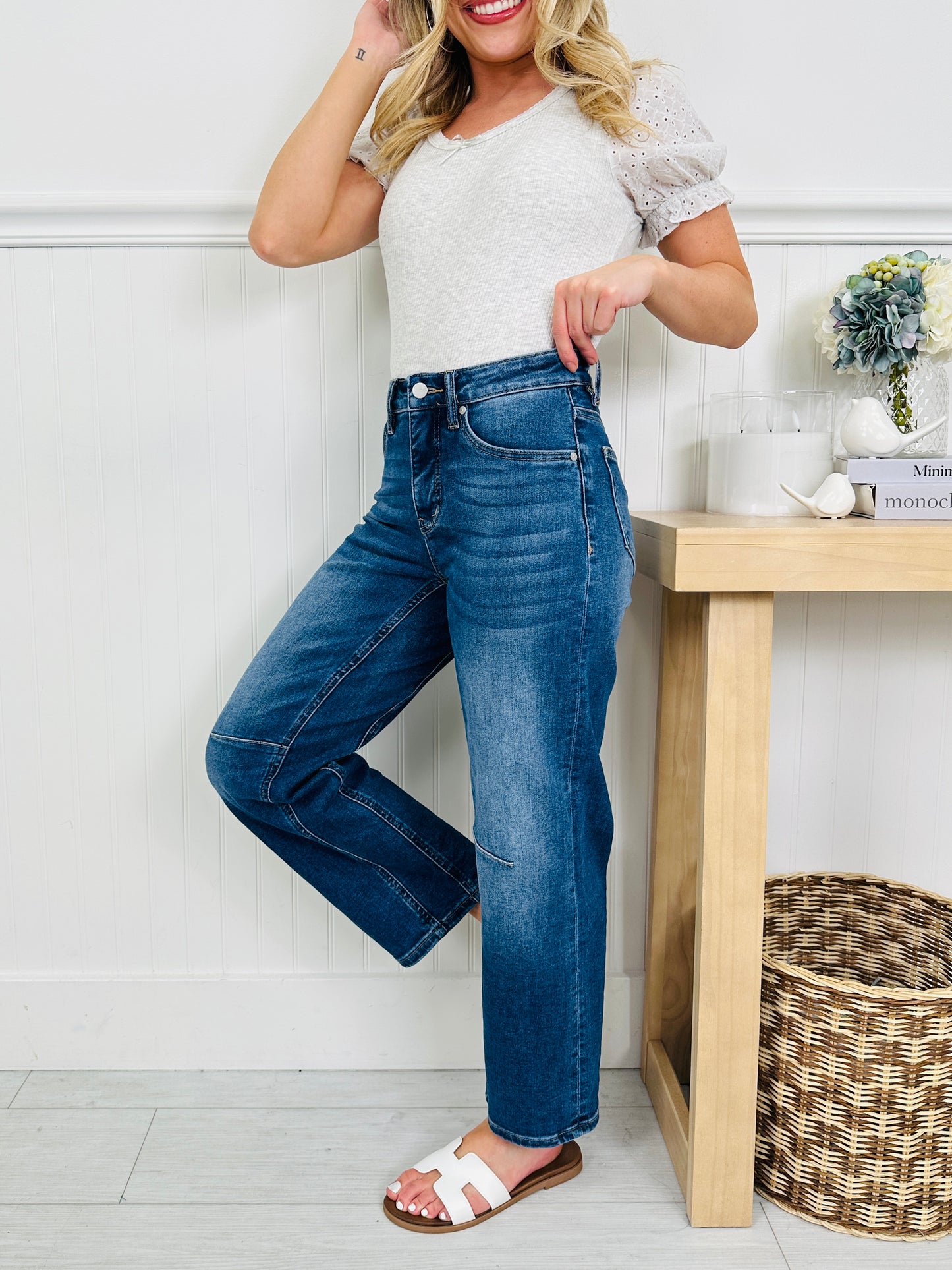 Carefully Curved Slim Barrel Jeans with Tummy Control
