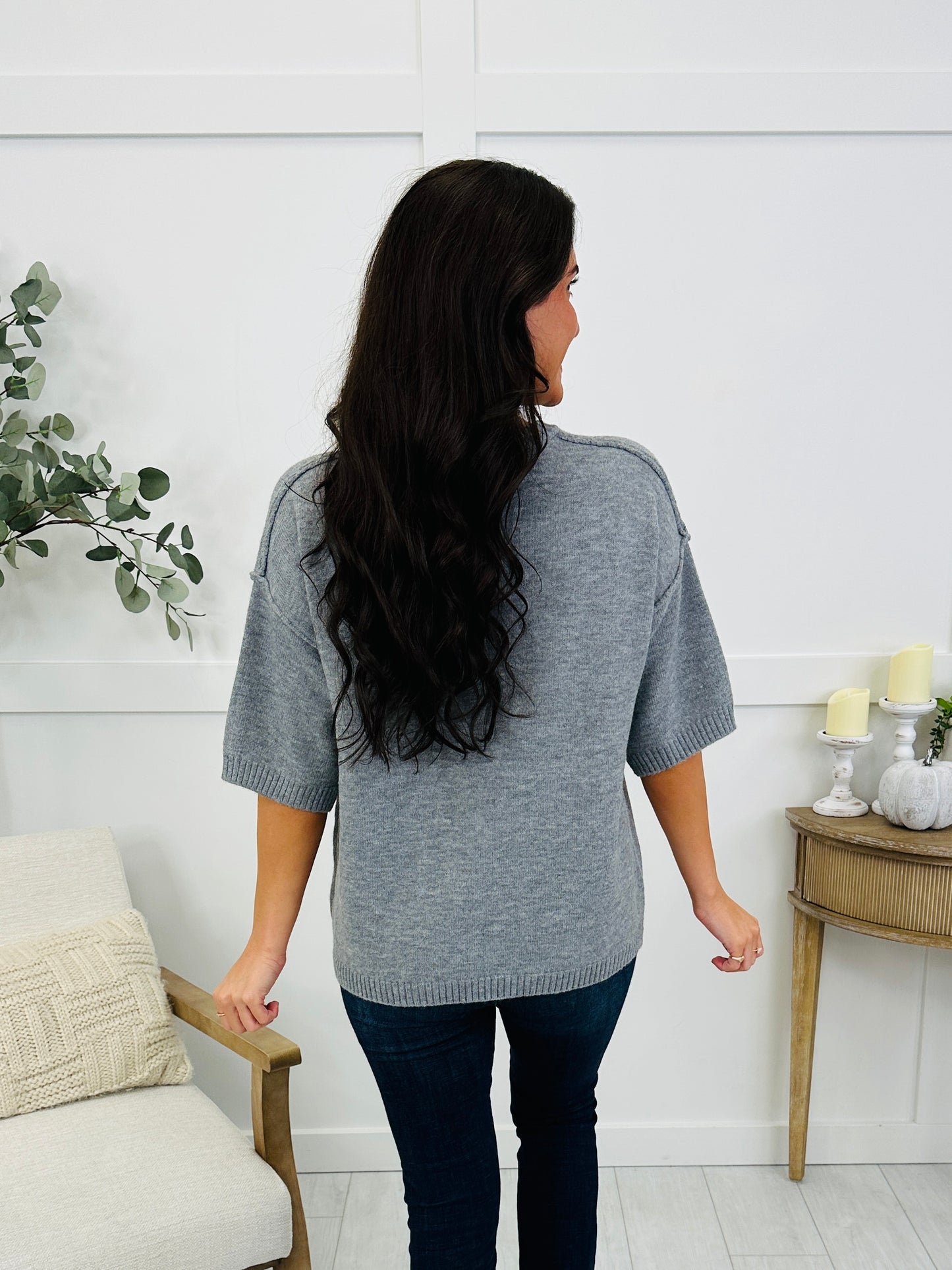 Overcast & Cozy Knit Top In H. Grey