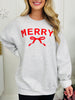 Merry With Ribbon Graphic Crewneck Sweatshirt