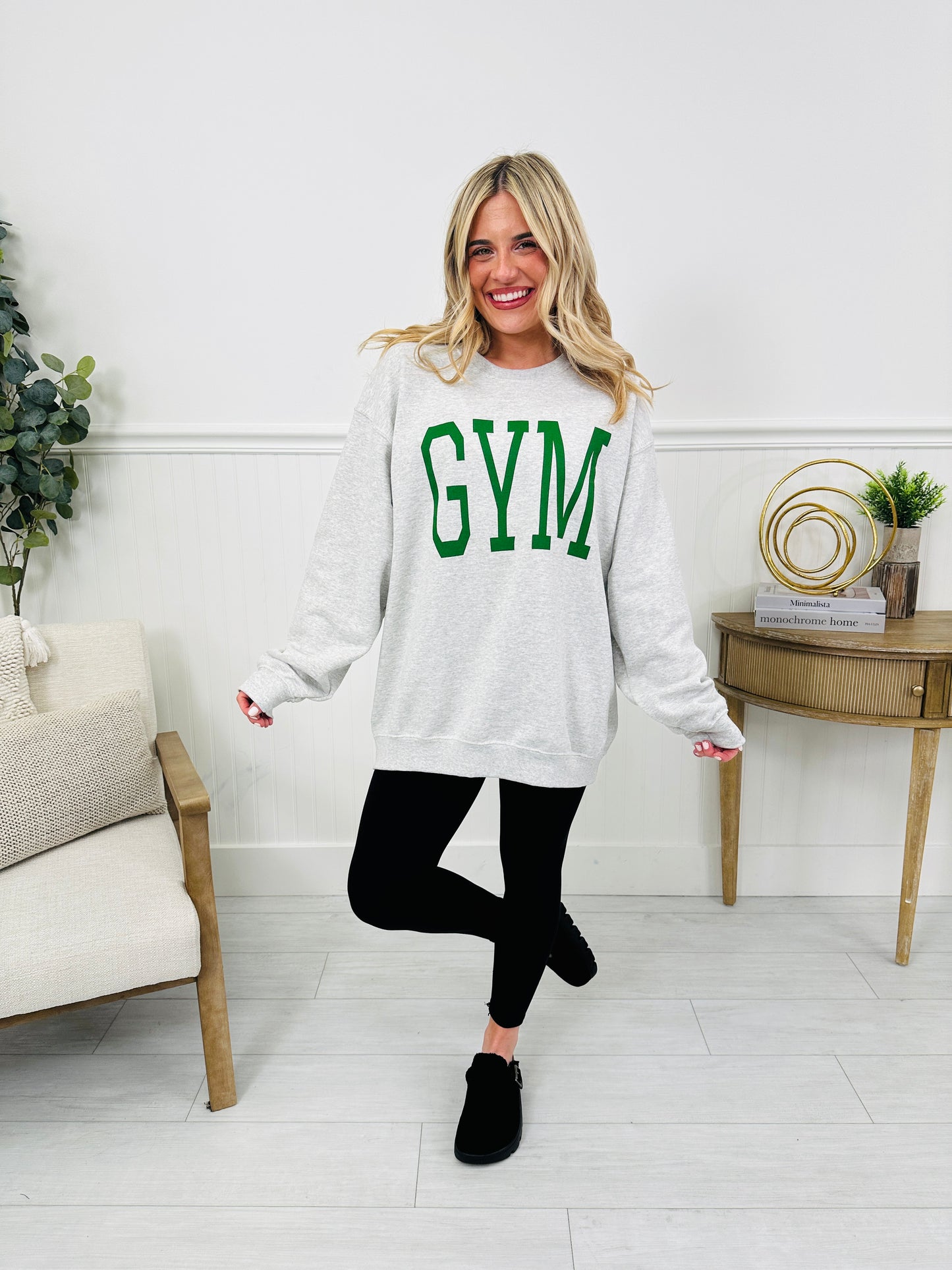 Gym and Bed Reversible Graphic Crewneck Sweatshirt