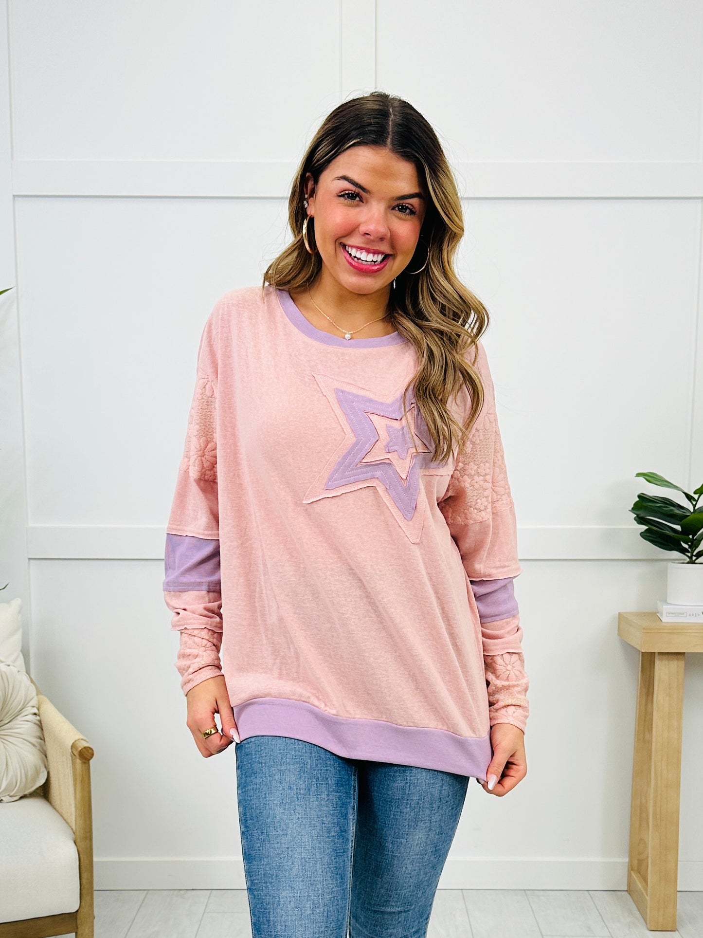 Cosmic Stitch Pullover In Dusty Rose