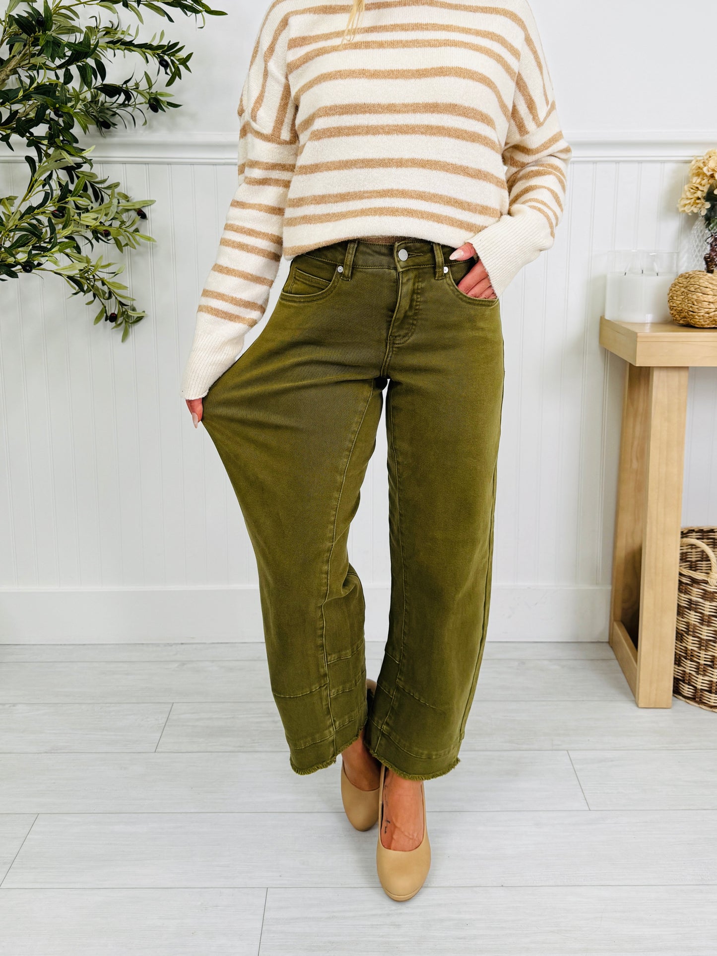 Olive You More Tummy Control Barrel Jeans