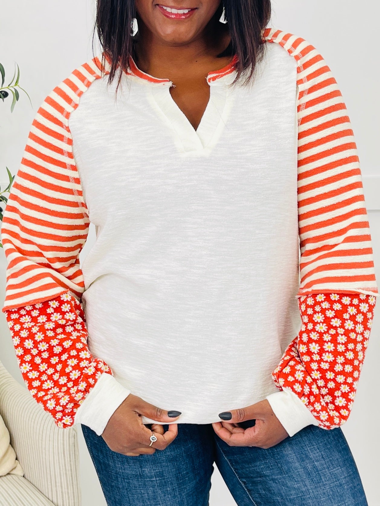 Struck By Stripes Sweater in Cream