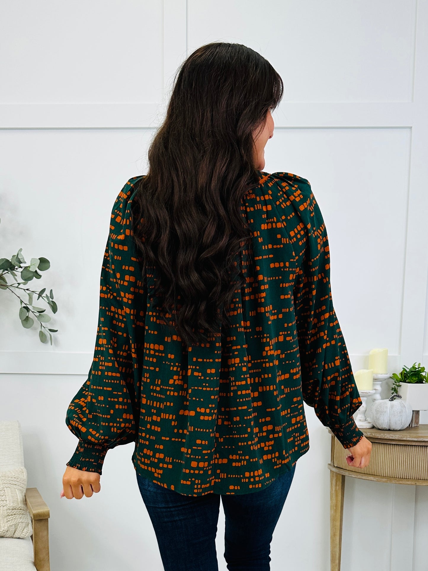 Midnight Confetti Blouse In Jungle Green