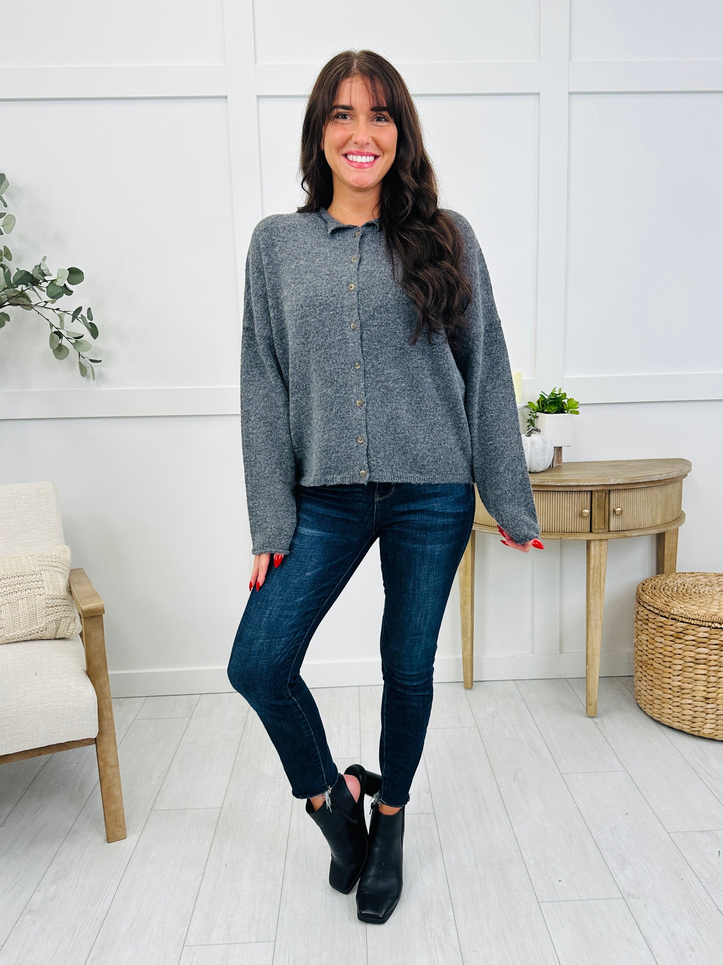 Keep It Classic Cardigan In Charcoal