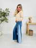 Two Tone Twist Tummy Control Retro Wide Leg Jeans