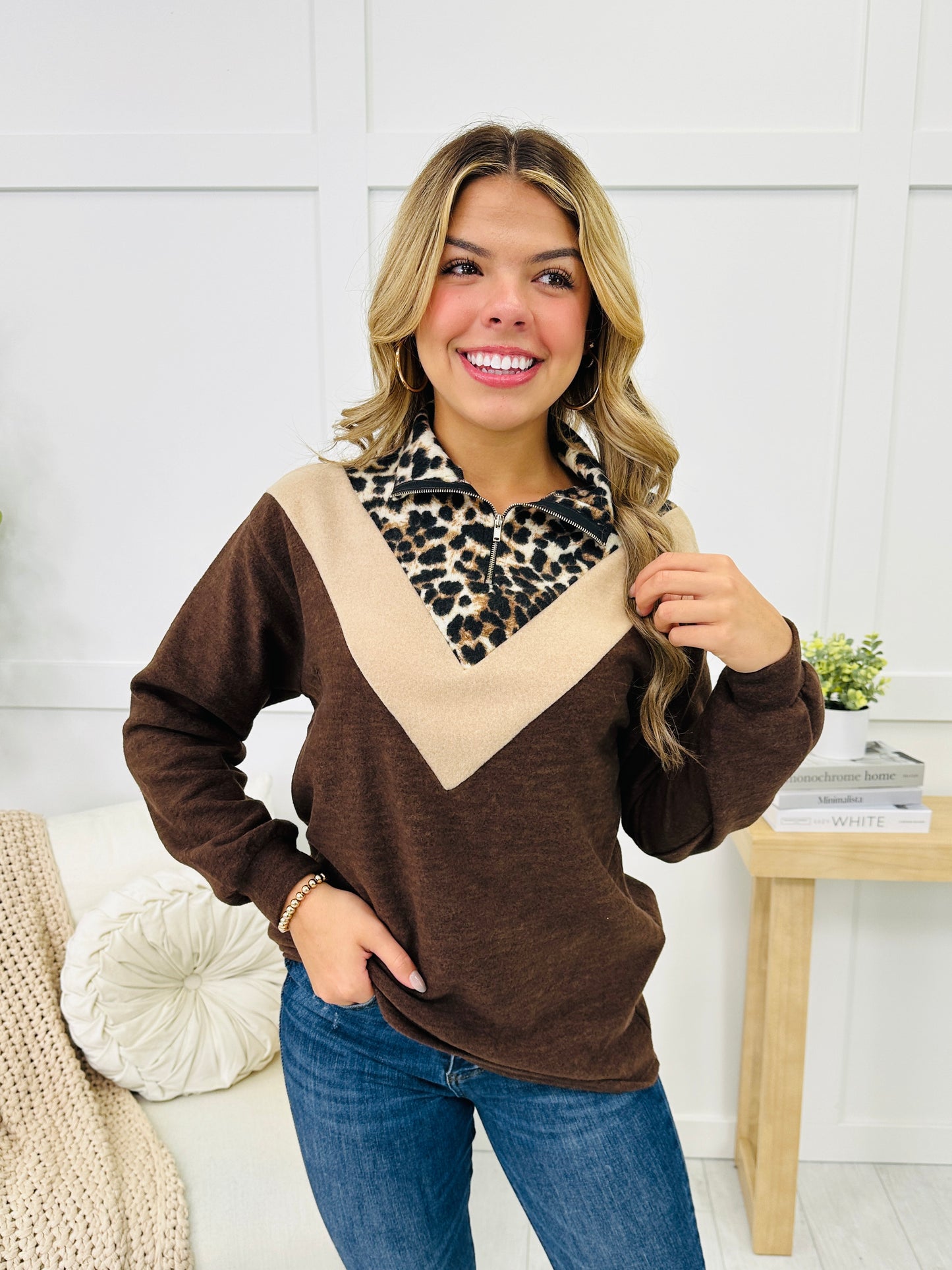 Savage Spots Pullover In Taupe/Brown