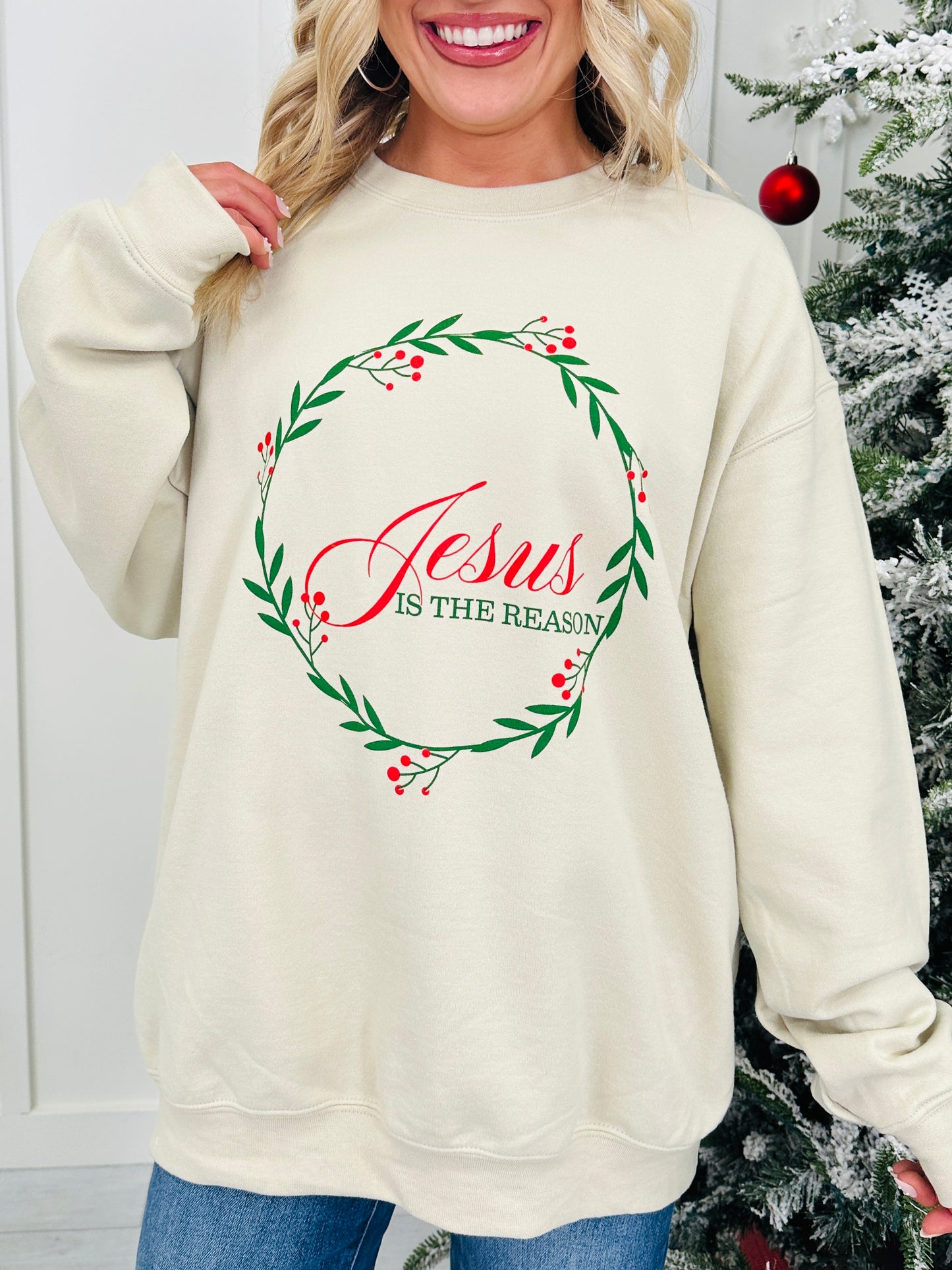 Jesus Is The Reason Graphic Crewneck Sweatshirt