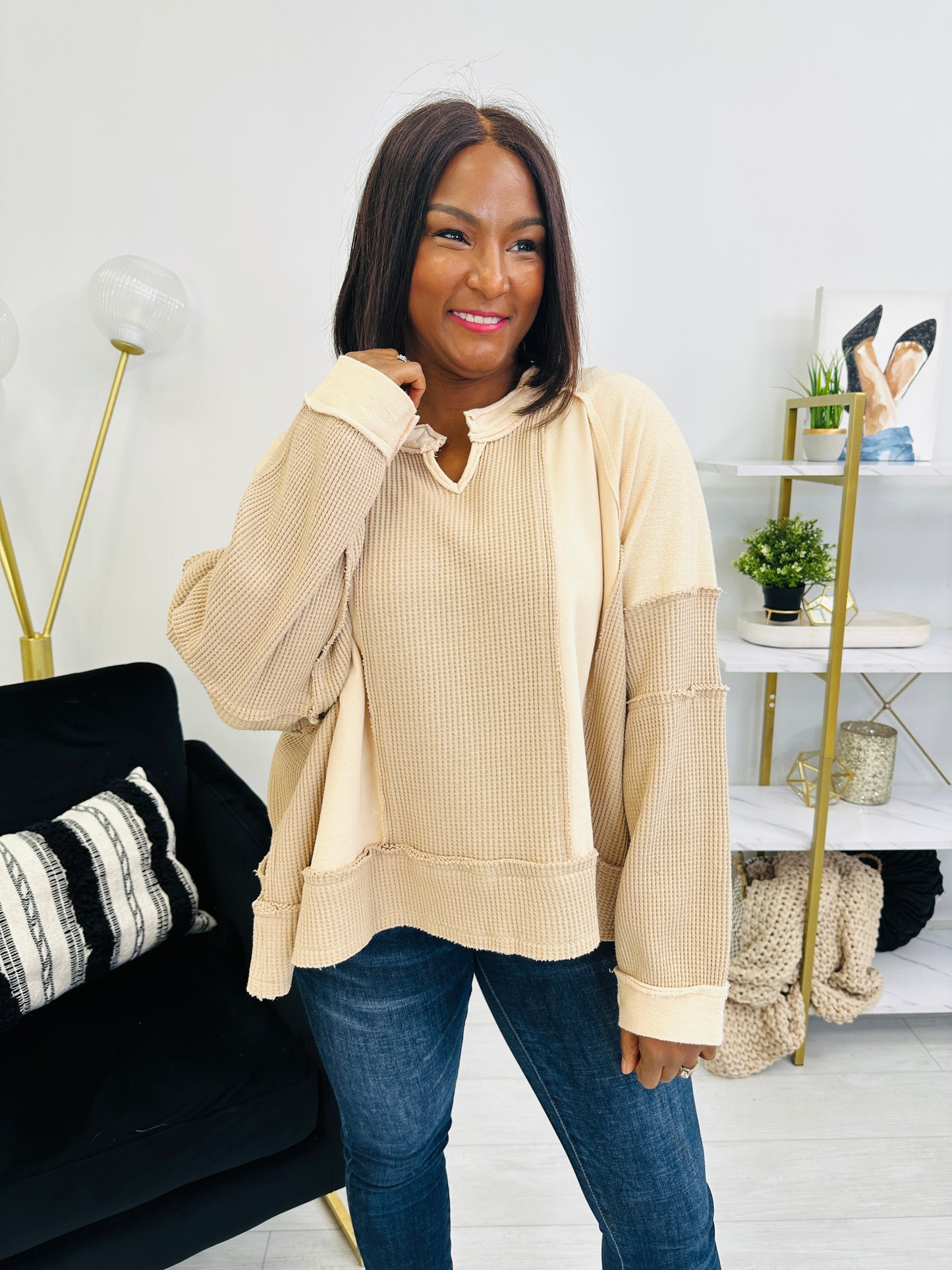 Kept You Close Pullover in Beige Multi