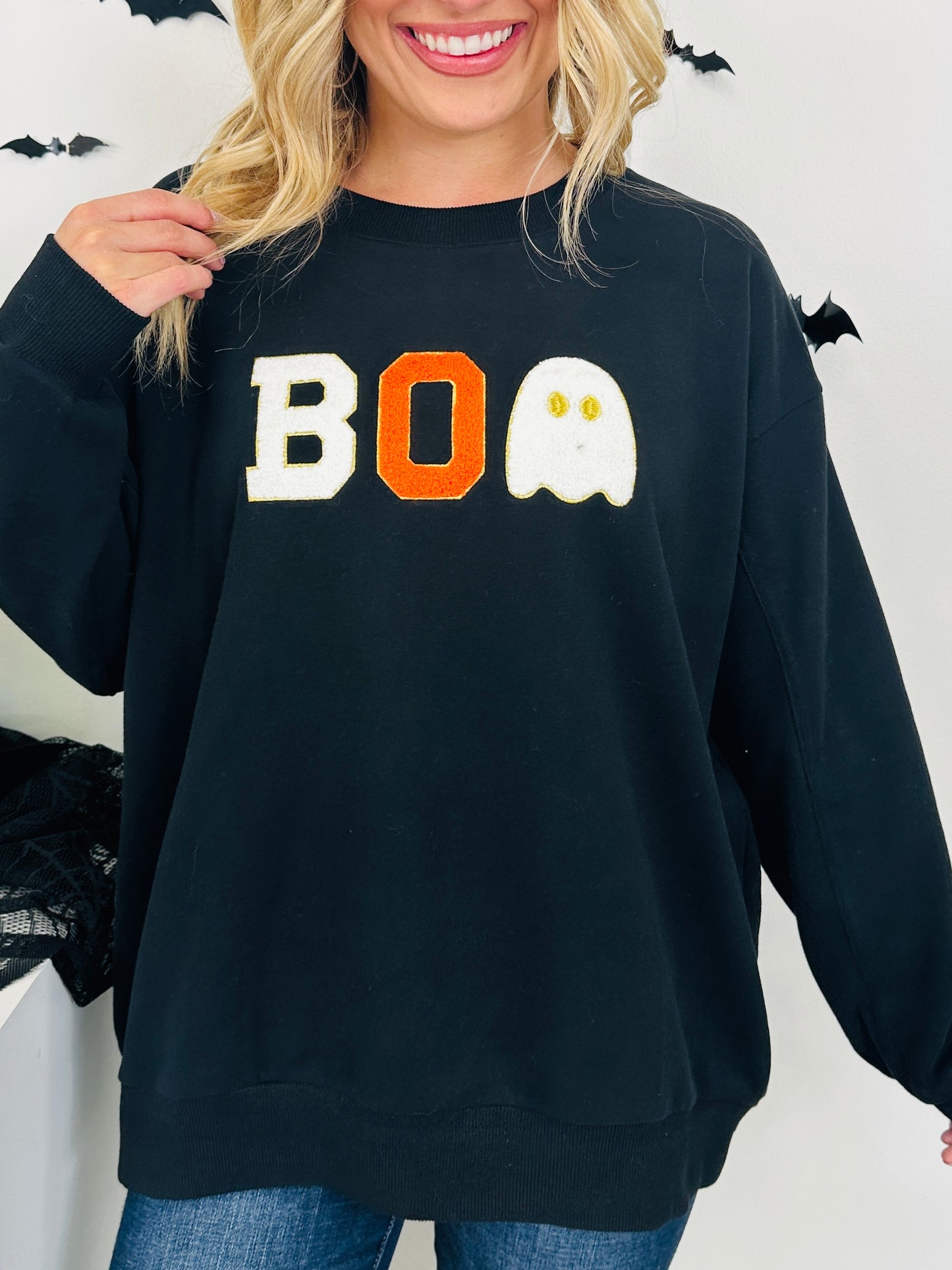 Boo Chenille Patch Crewneck Sweatshirt