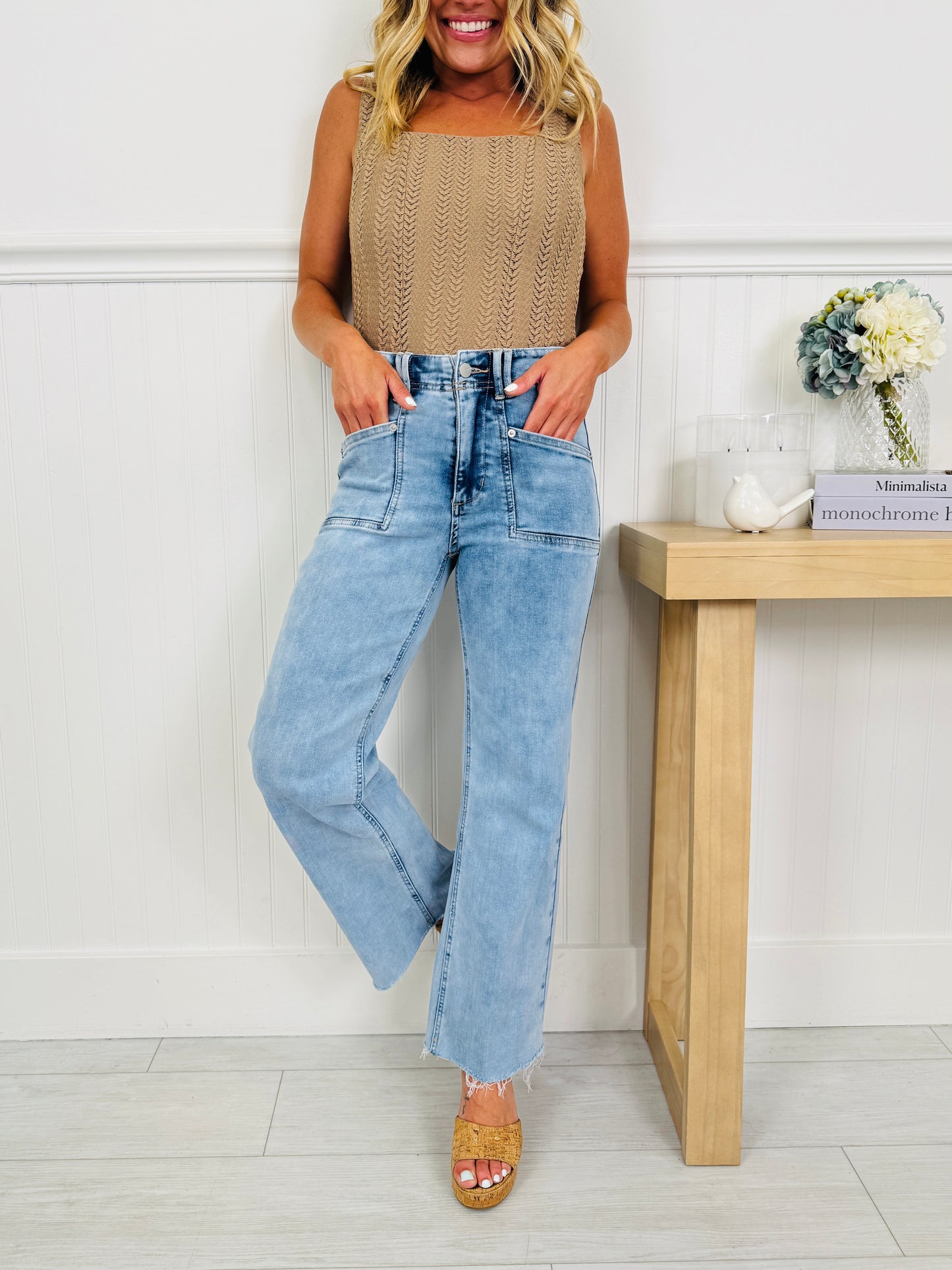 Summer Mood Cropped Wide Leg Jeans