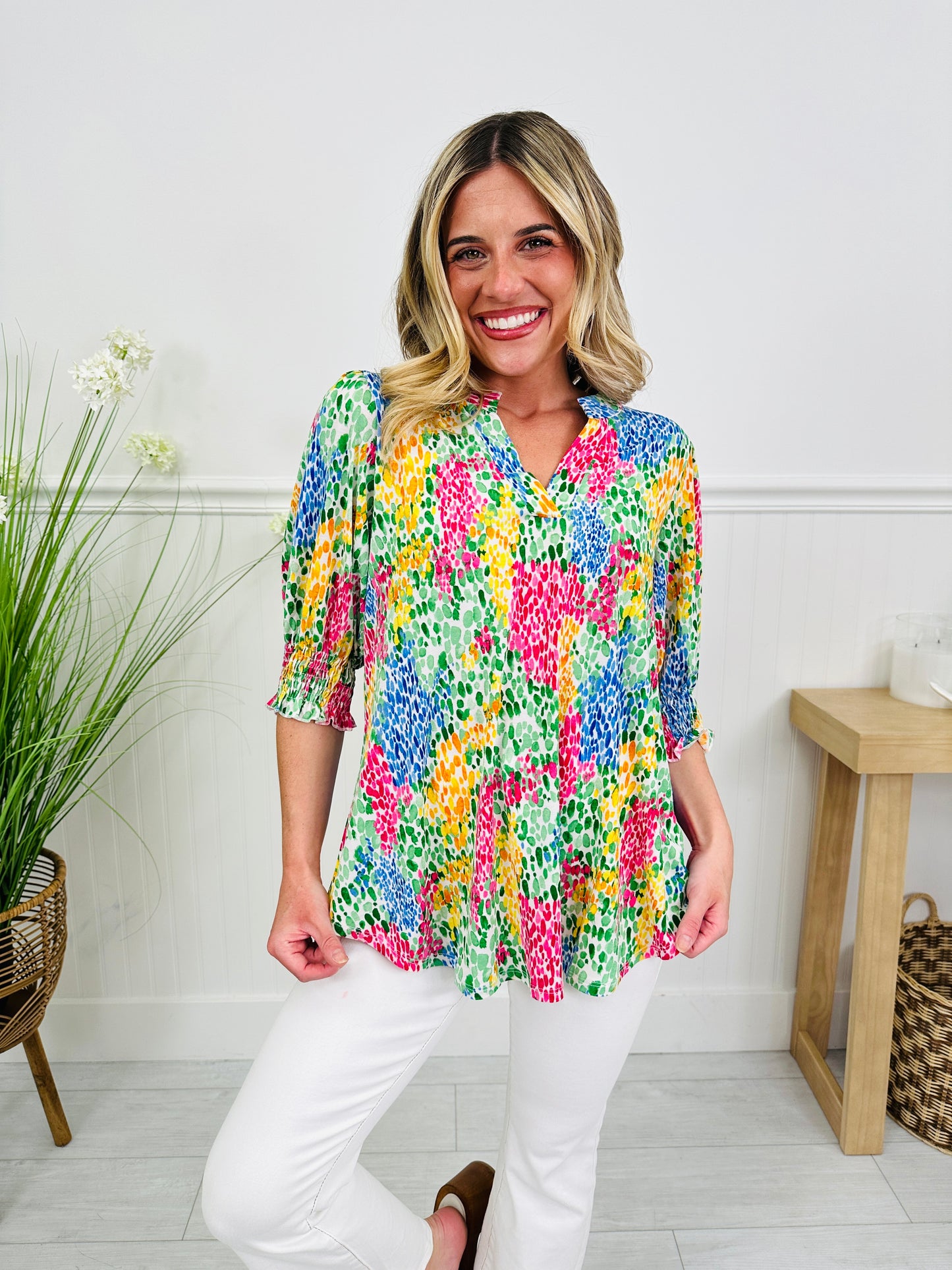 Step Into Spring Top Nantucket Print